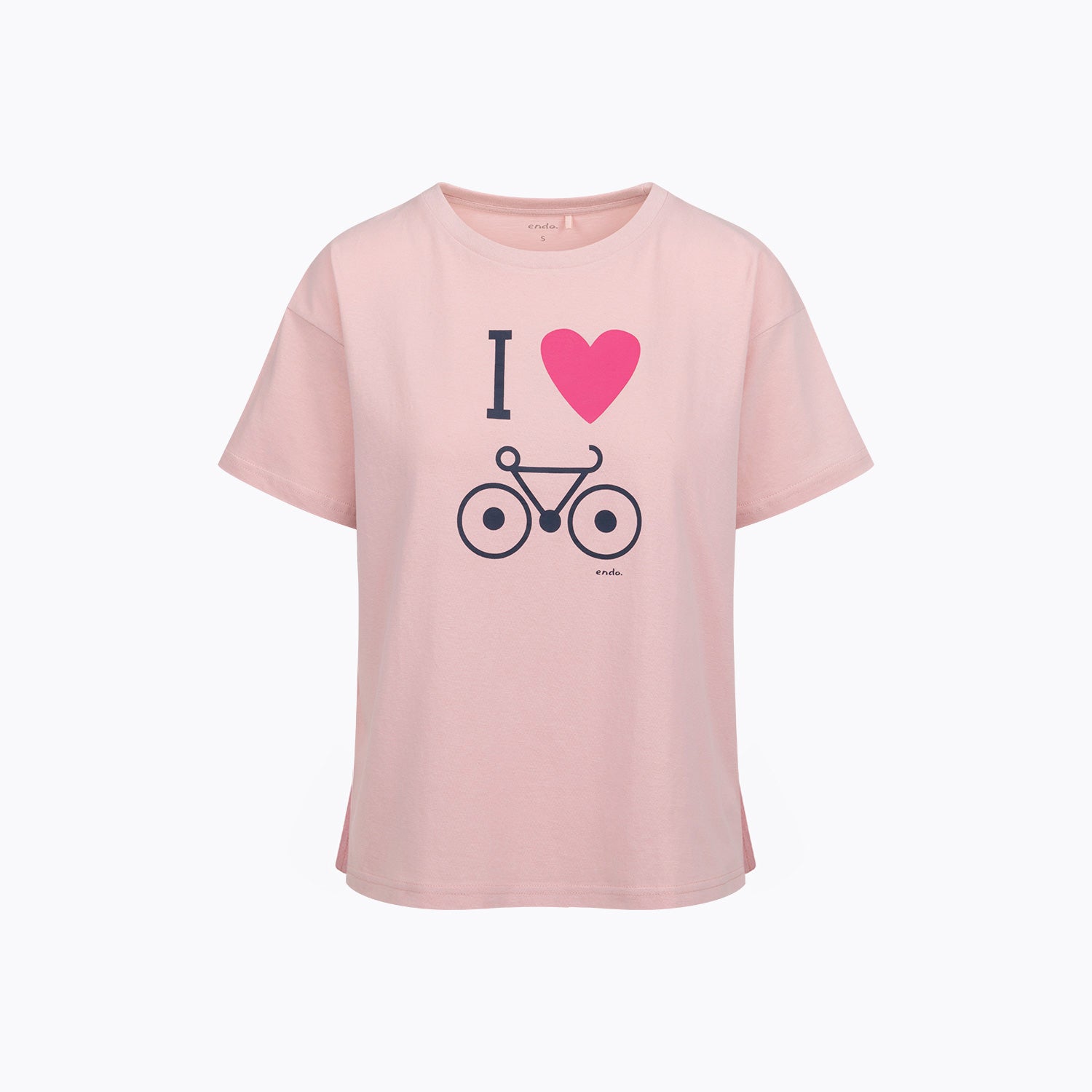 Damski t-shirt z krótkim rękawem, różowy z motywem rowerowym