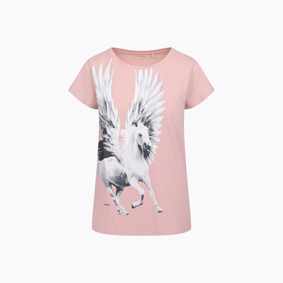 Damski t-shirt z krótkim rękawem, różowy z pegazem