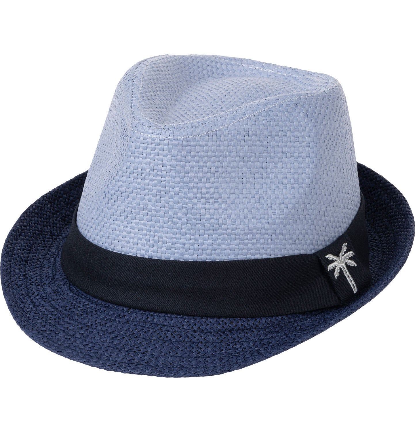 Boy's straw hat, blue, with palm tree