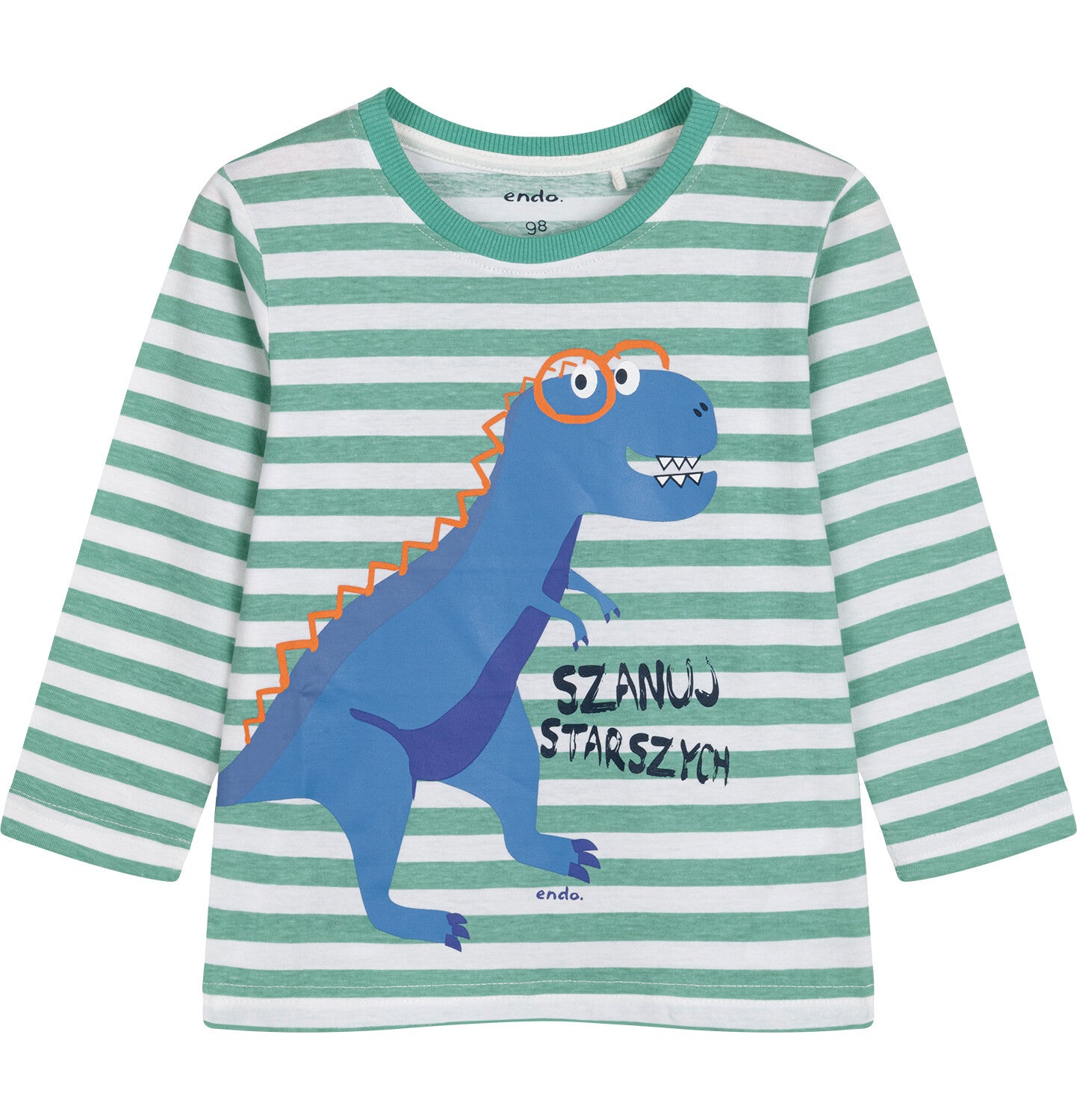 T-shirt z długim rękawem dla chłopca, z dinozaurem, w paski 3-8 lat