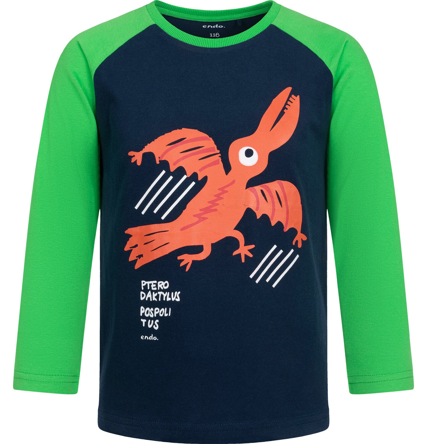 T-shirt z długim rękawem dla chłopca, z dinozaurem, granatowy 3-8 lat