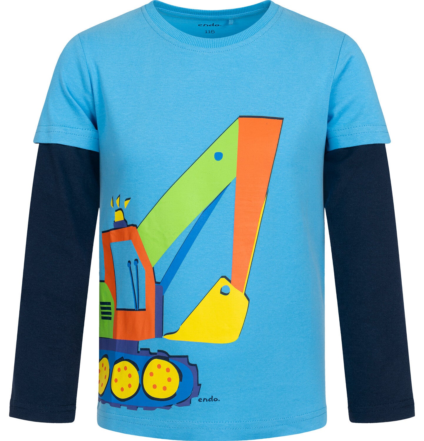 T-shirt z długim rękawem dla chłopca, z koparką, niebieski 3-8 lat