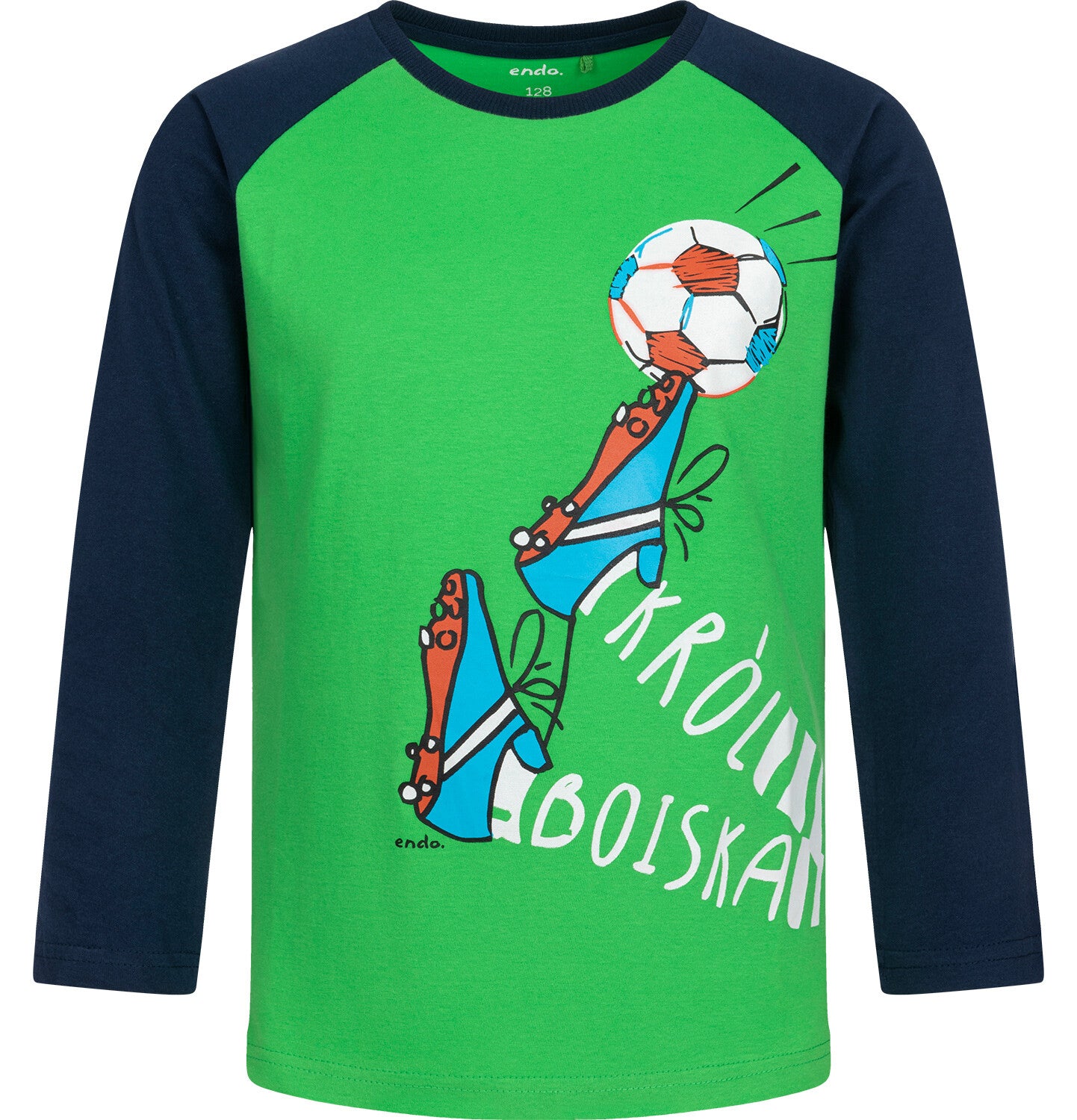 T-shirt z długim rękawem dla chłopca, z motywem piłkarskim, zielony 3-8 lat