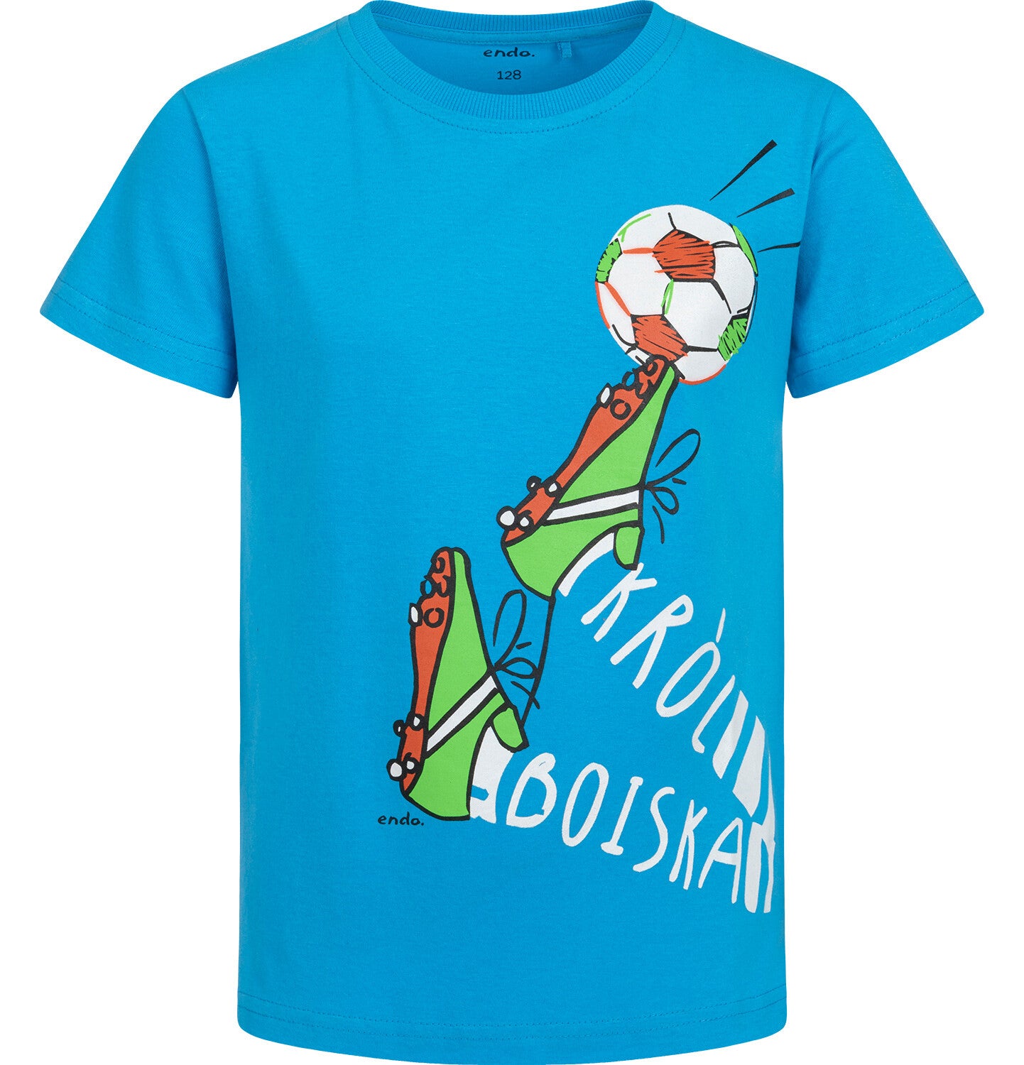 Boy's short-sleeved football-themed T-shirt, blue, 3-8 years old