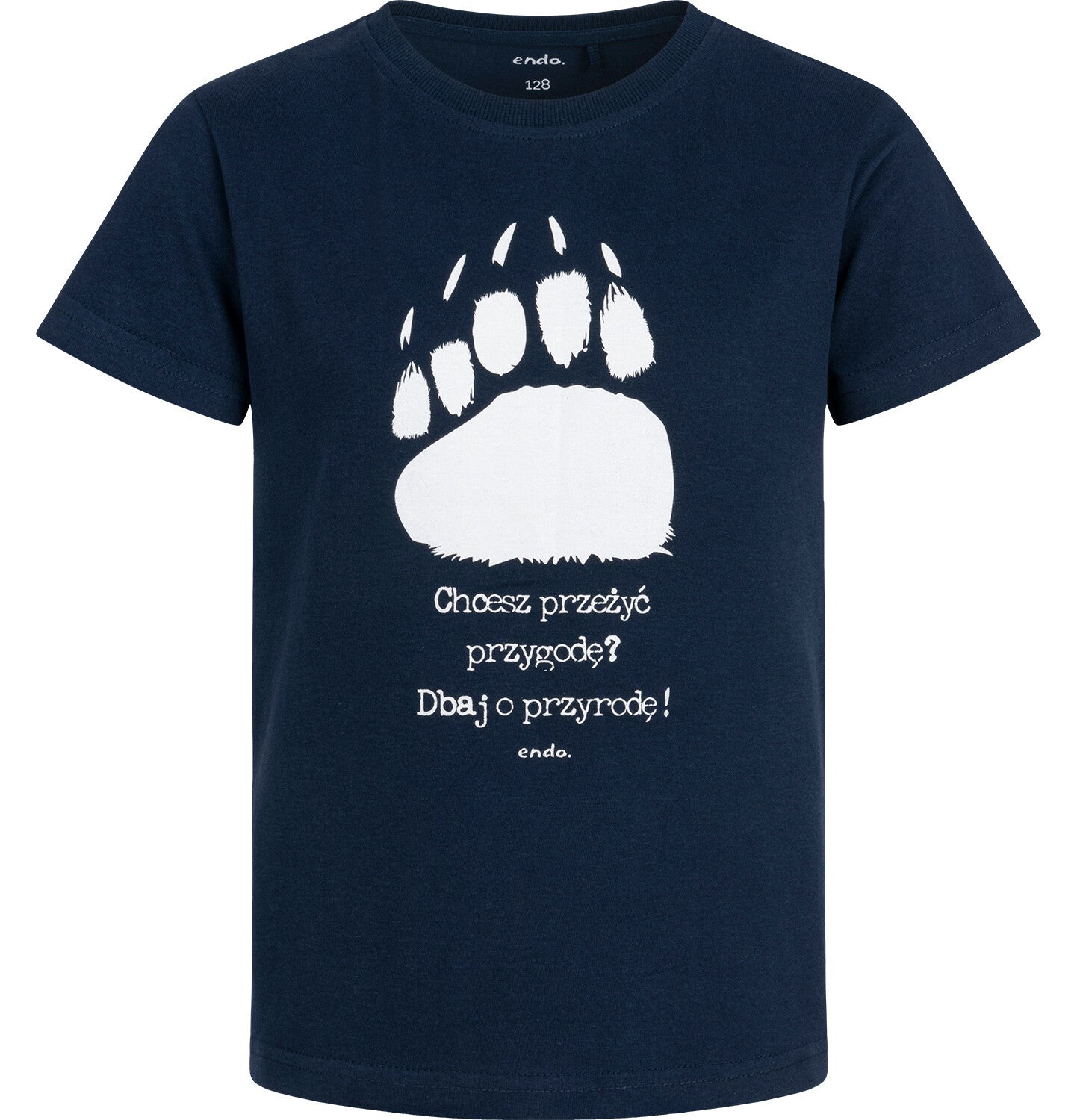 Boy's short-sleeved T-shirt with bear paw, navy blue, 3-8 years old