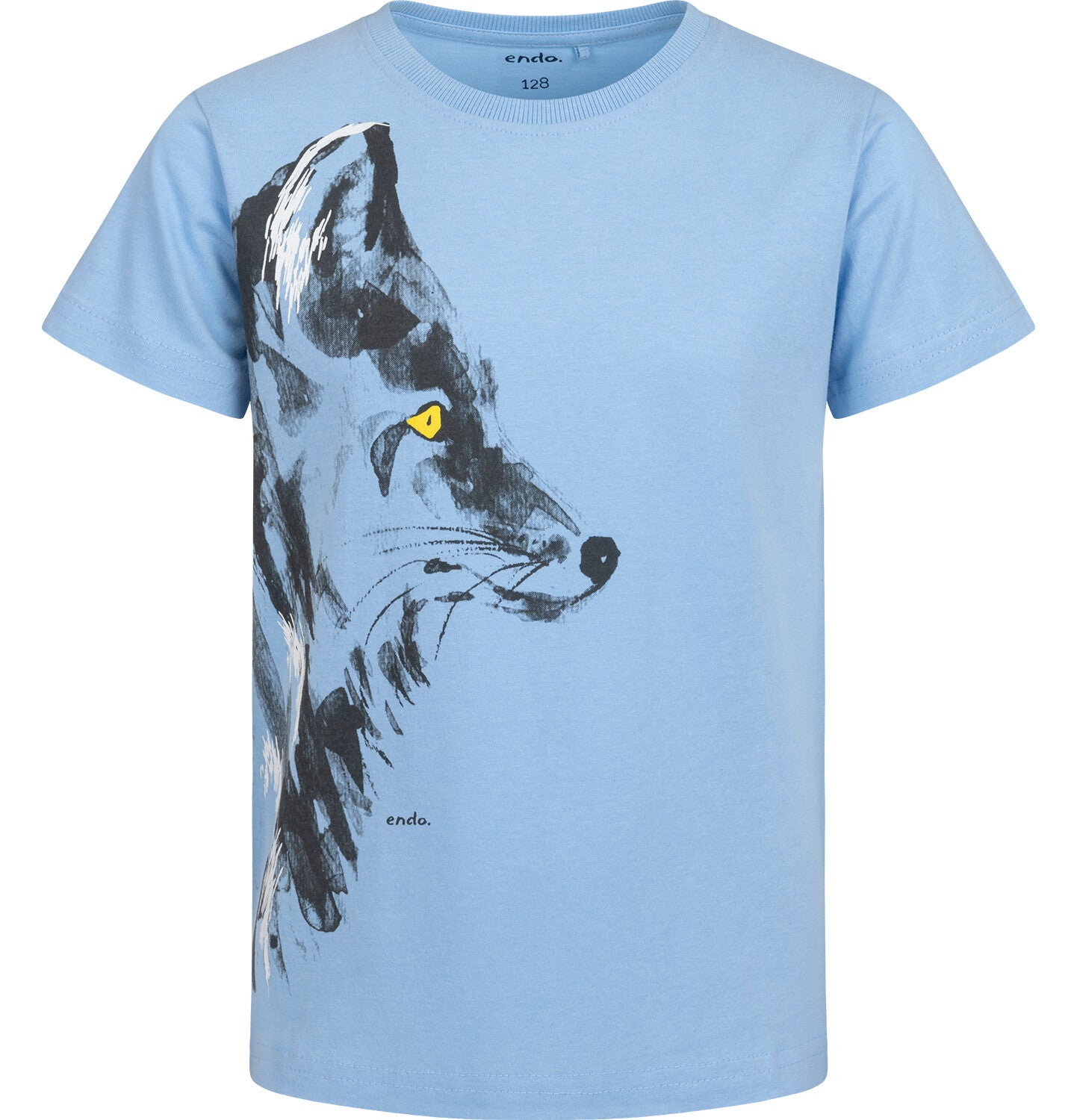 Boy's short-sleeved wolf T-shirt, blue, 3-8 years old