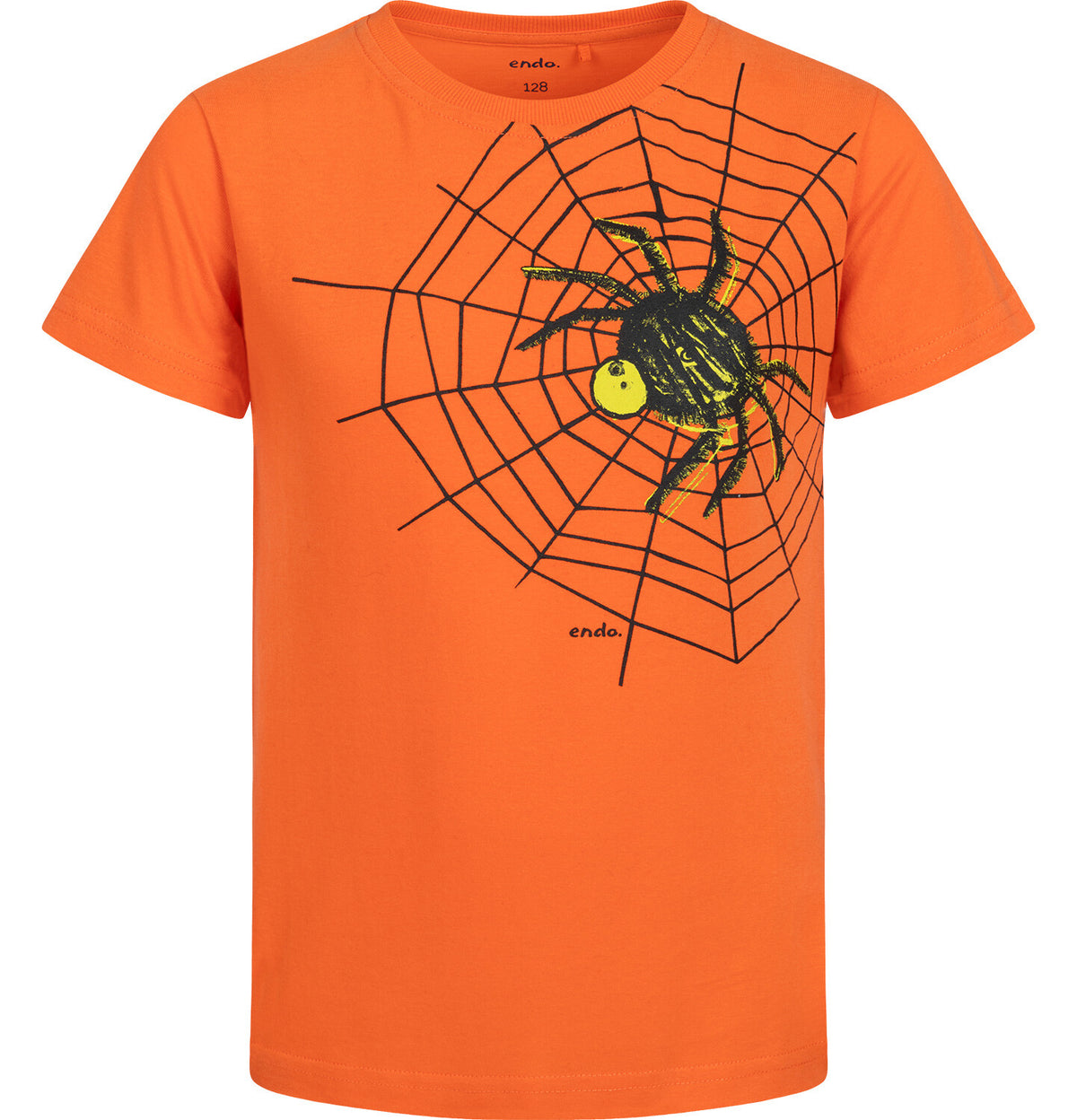 T-shirt z krótkim rękawem dla chłopca, z pająkiem, pomarańczowy 3-8 lat
