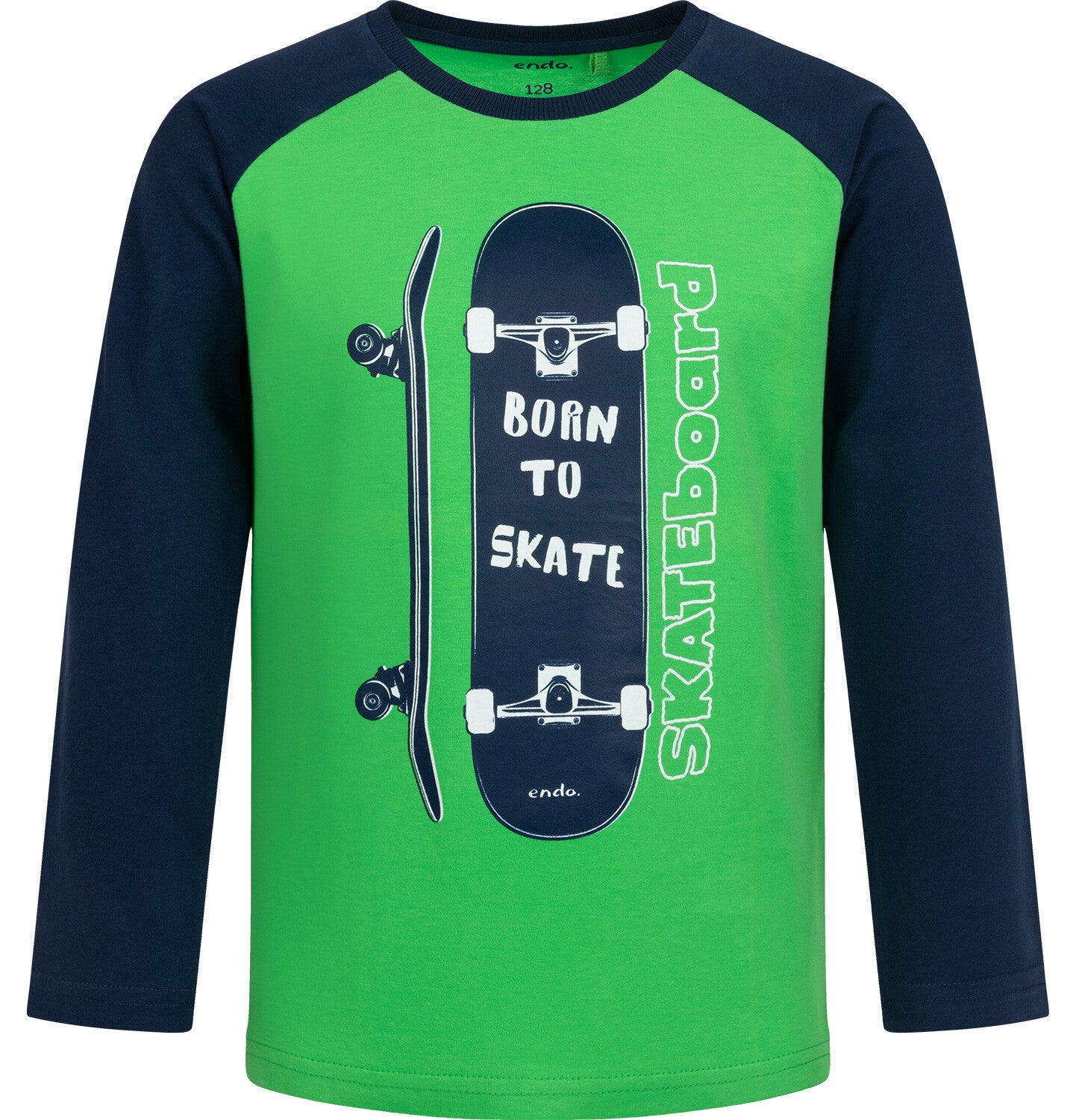 T-shirt z długim rękawem dla chłopca, z motywem deskorolki, zielony 3-8 lat