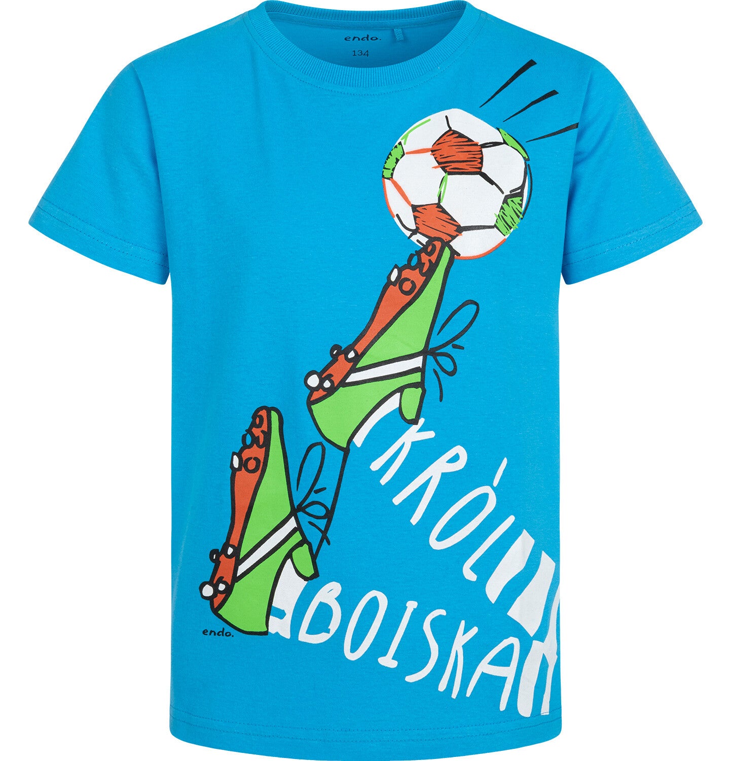 Boy's short-sleeved football-themed T-shirt, blue, 9-13 years old