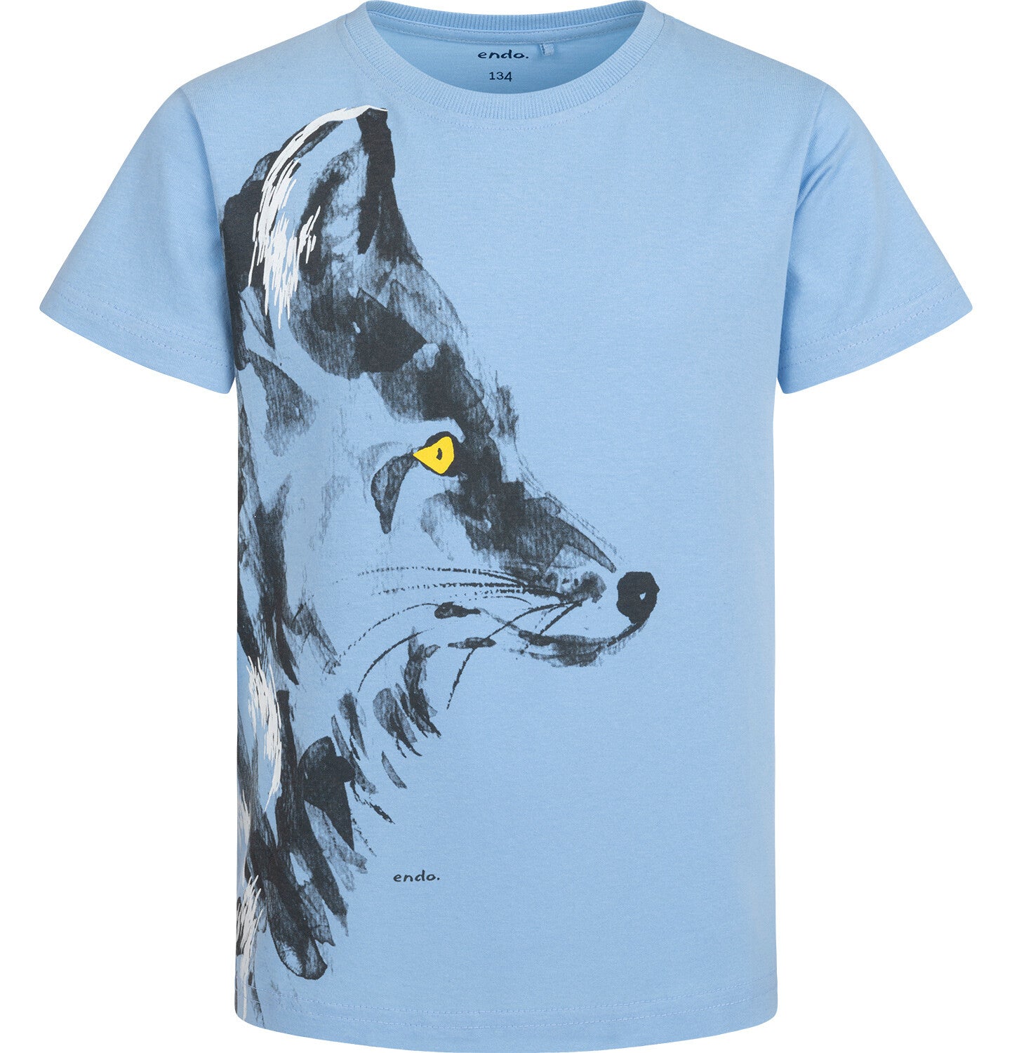 Boy's short-sleeved wolf T-shirt, blue, 9-13 years old