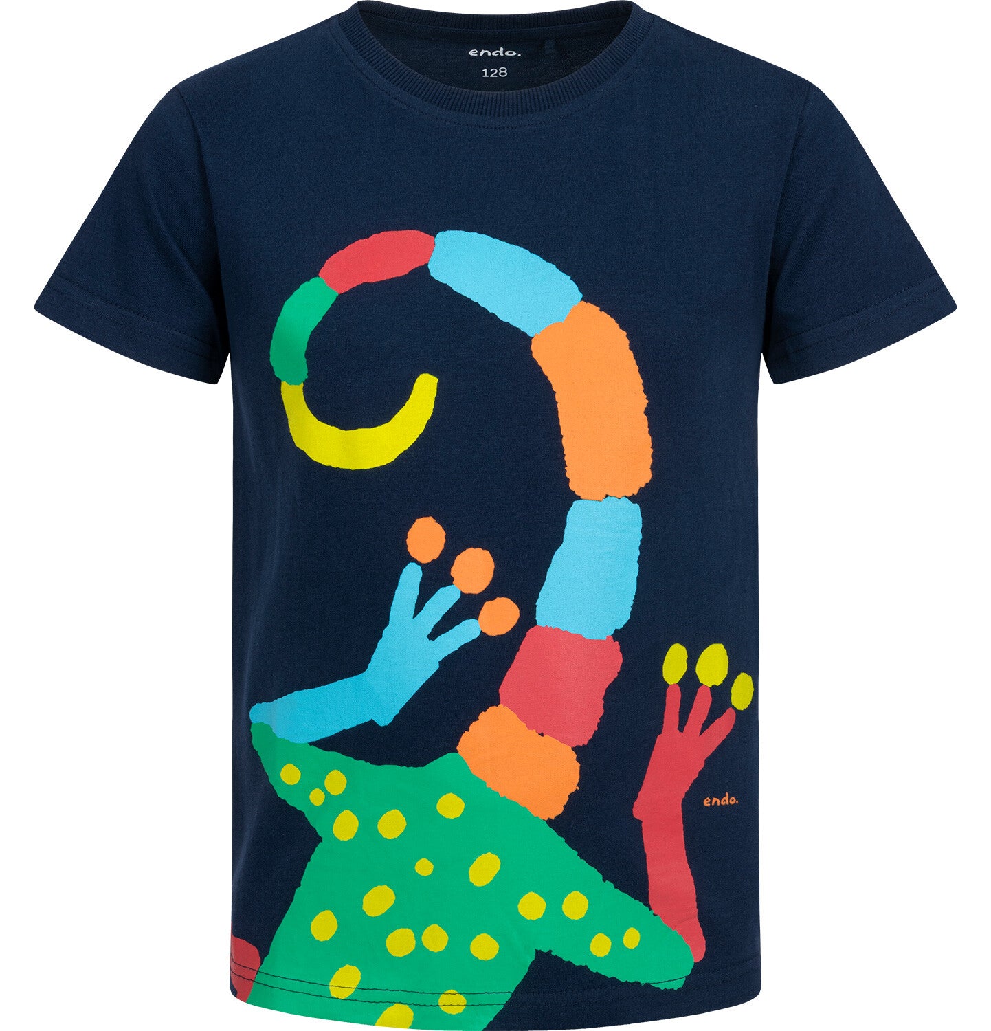 T-shirt z krótkim rękawem dla chłopca, z gekonem, granatowy 3-8 lat
