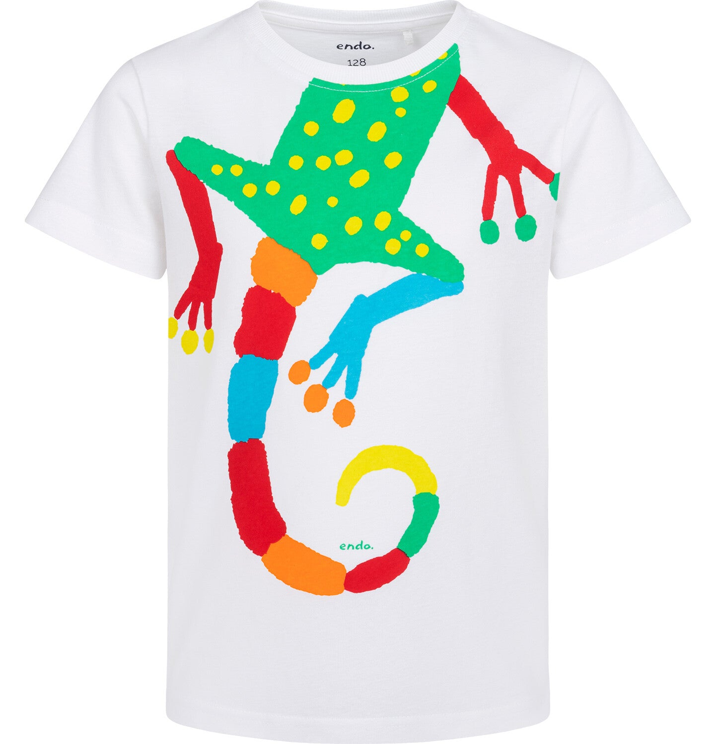 T-shirt z krótkim rękawem dla chłopca, z gekonem, biały 3-8 lat