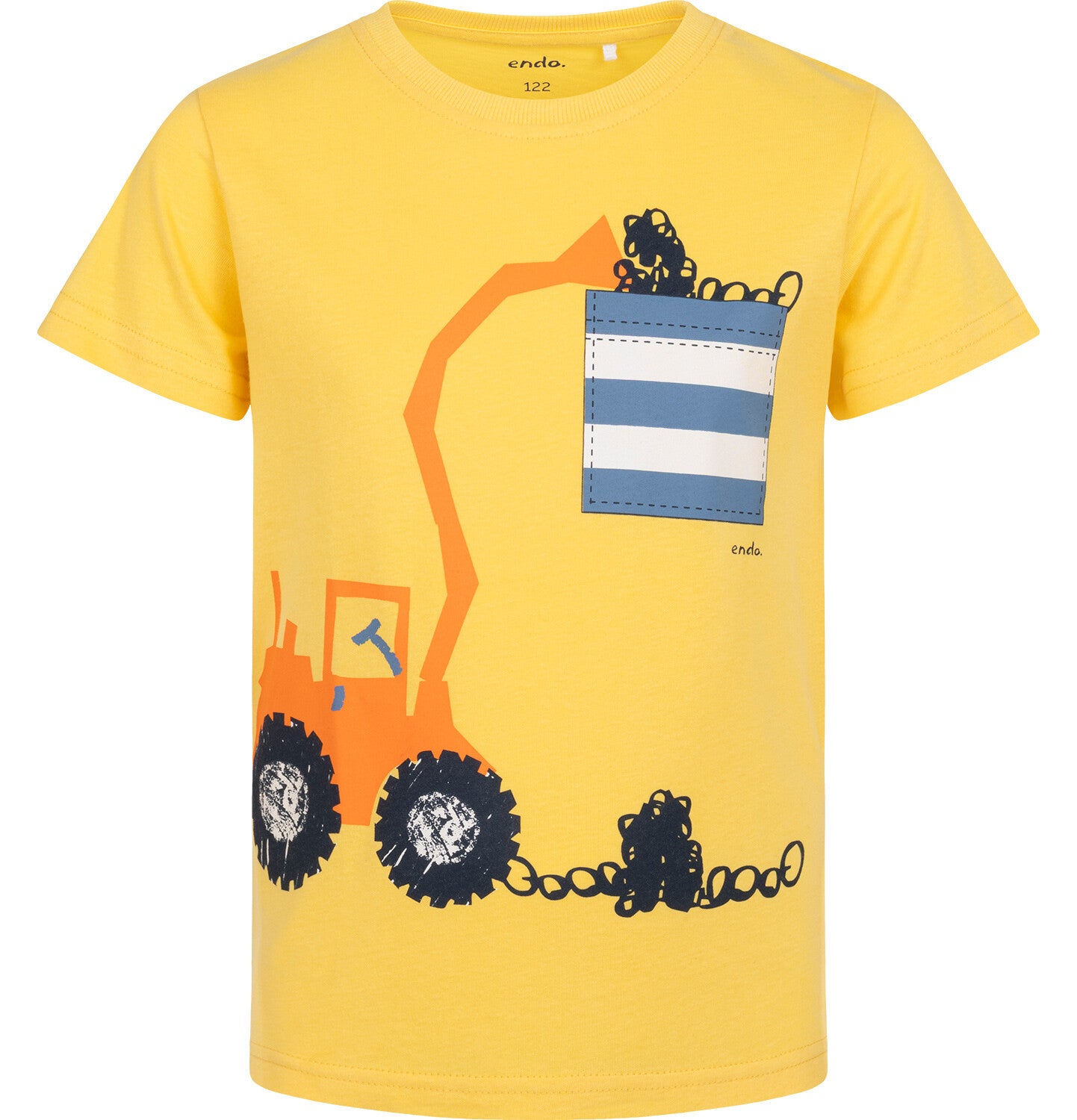 Boy's short-sleeved T-shirt with a vehicle, yellow, 2-7 years old