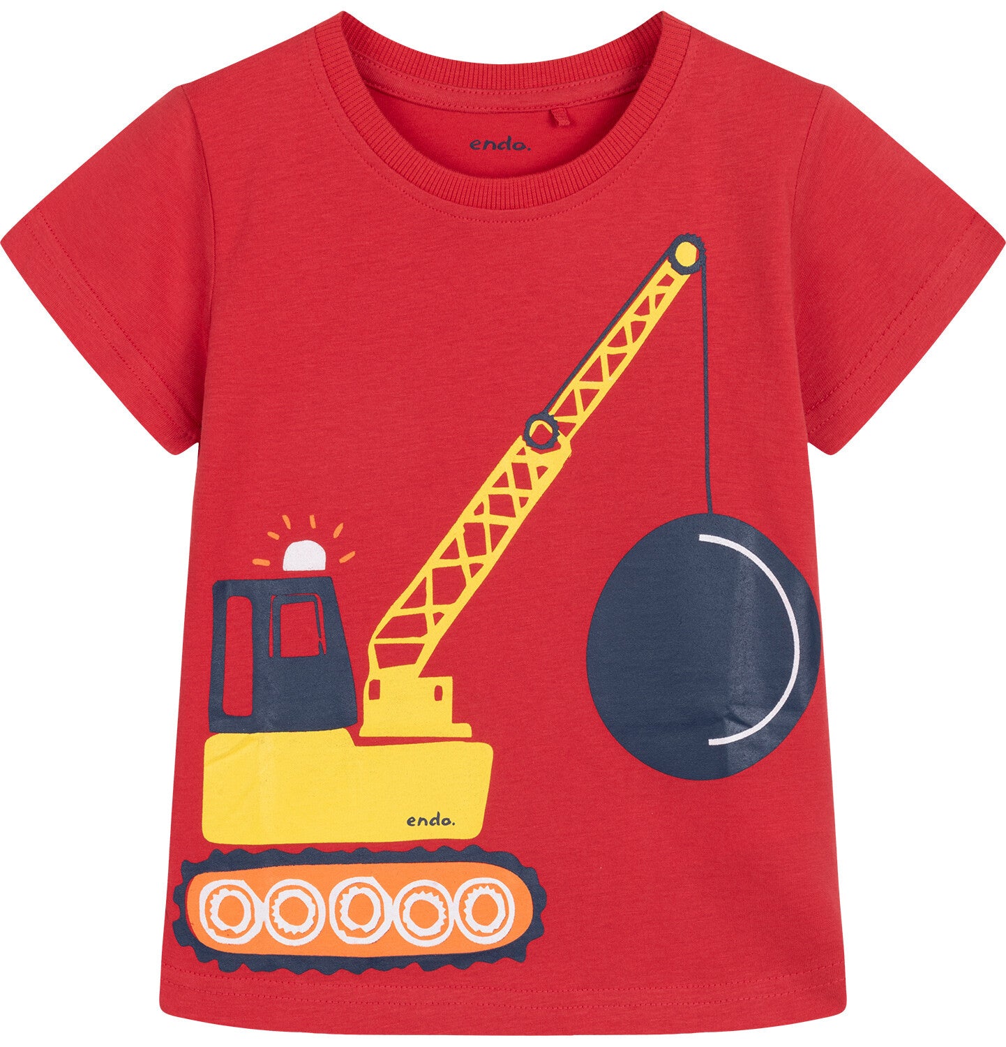 T-shirt z krótkim rękawem dla chłopca, z pojazdem, czerwony 3-8 lat