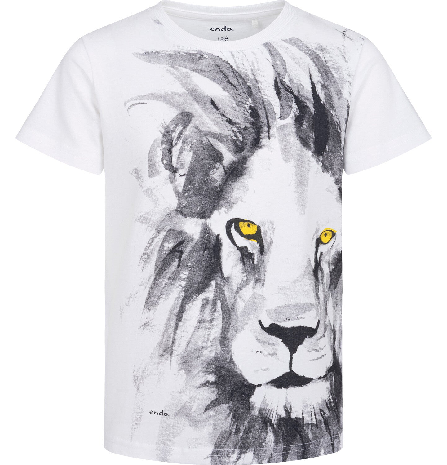 T-shirt z krótkim rękawem dla chłopca, z lwem, biały 3-8 lat