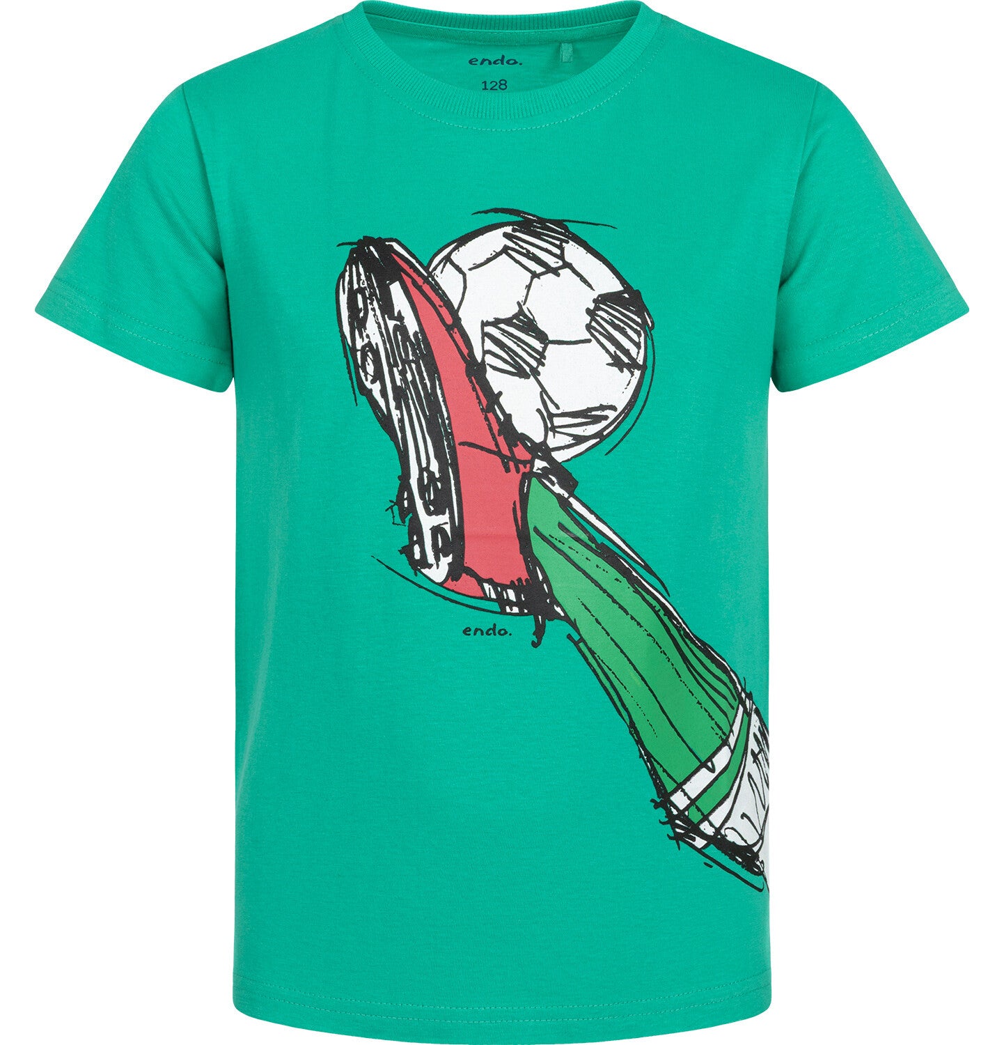 Boy's short-sleeved football-themed T-shirt, green, 3-8 years old