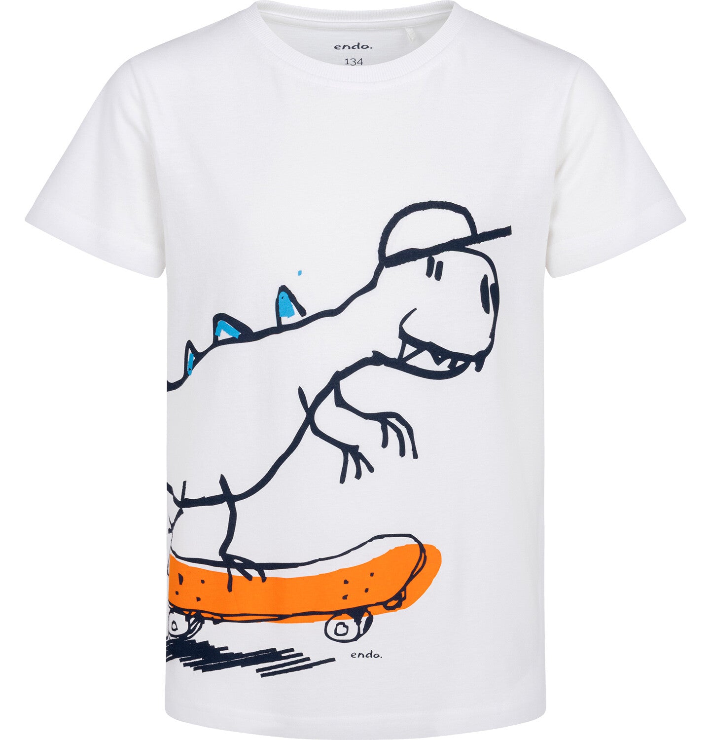 T-shirt z krótkim rękawem dla chłopca, z dinozaurem, biały 9-13 lat