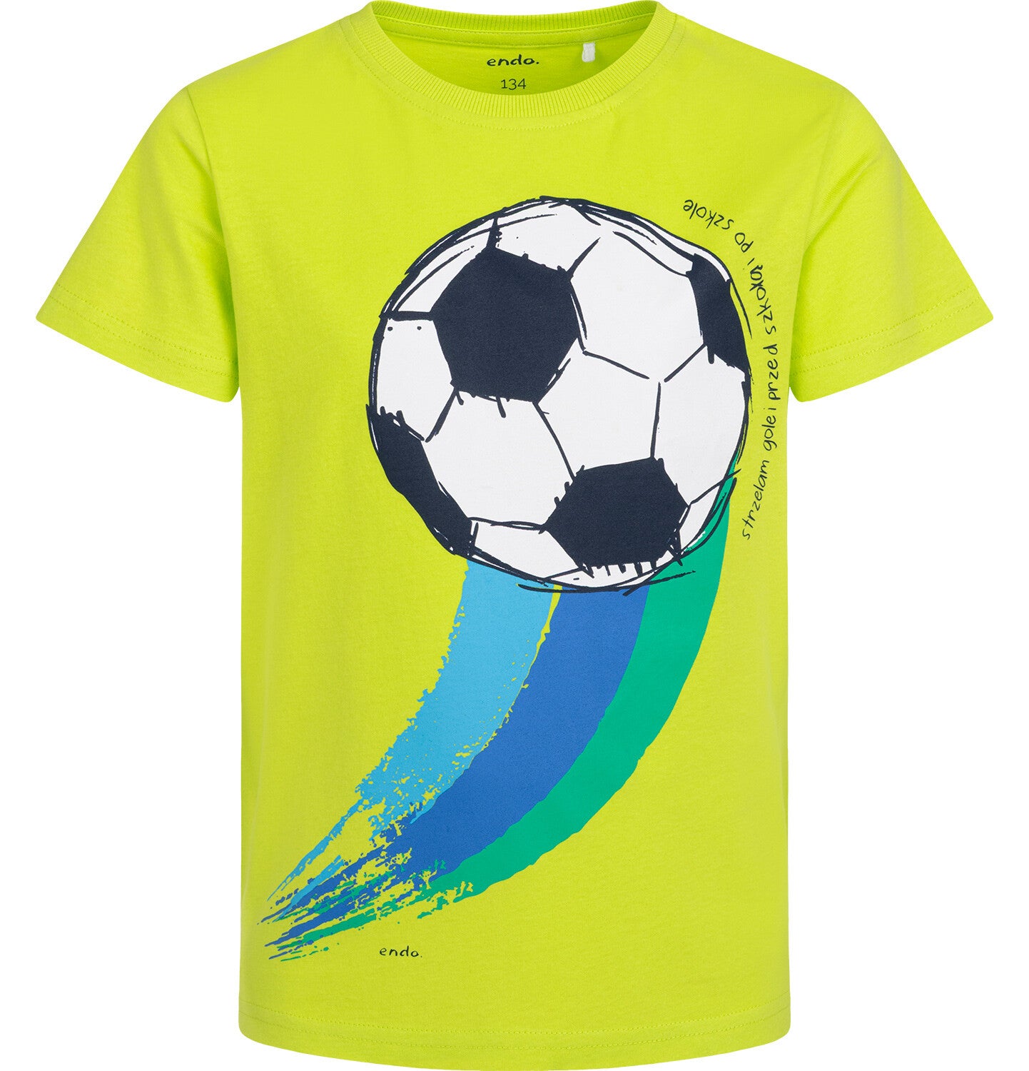 Boy's short-sleeved football-themed T-shirt, green, 9-13 years old