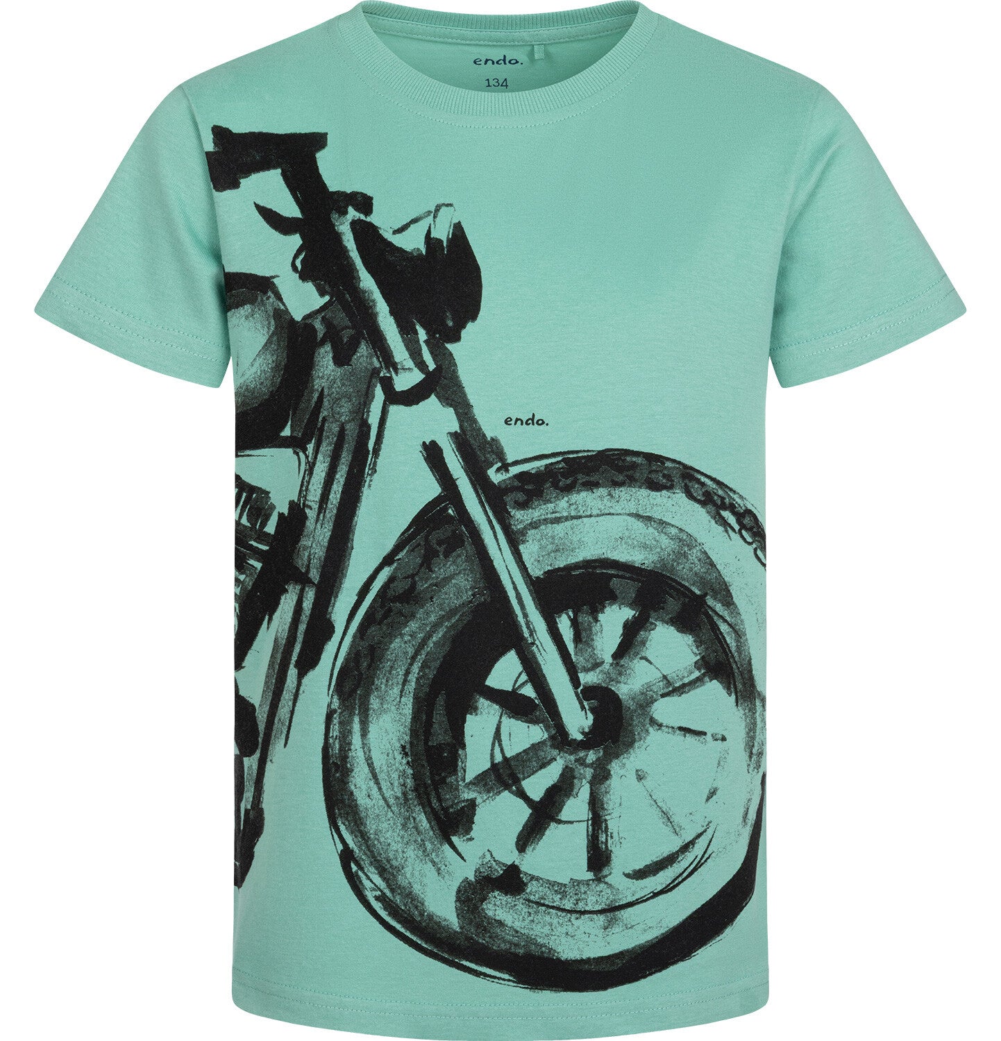 T-shirt z krótkim rękawem dla chłopca, z motocyklem, zielony 9-13 lat