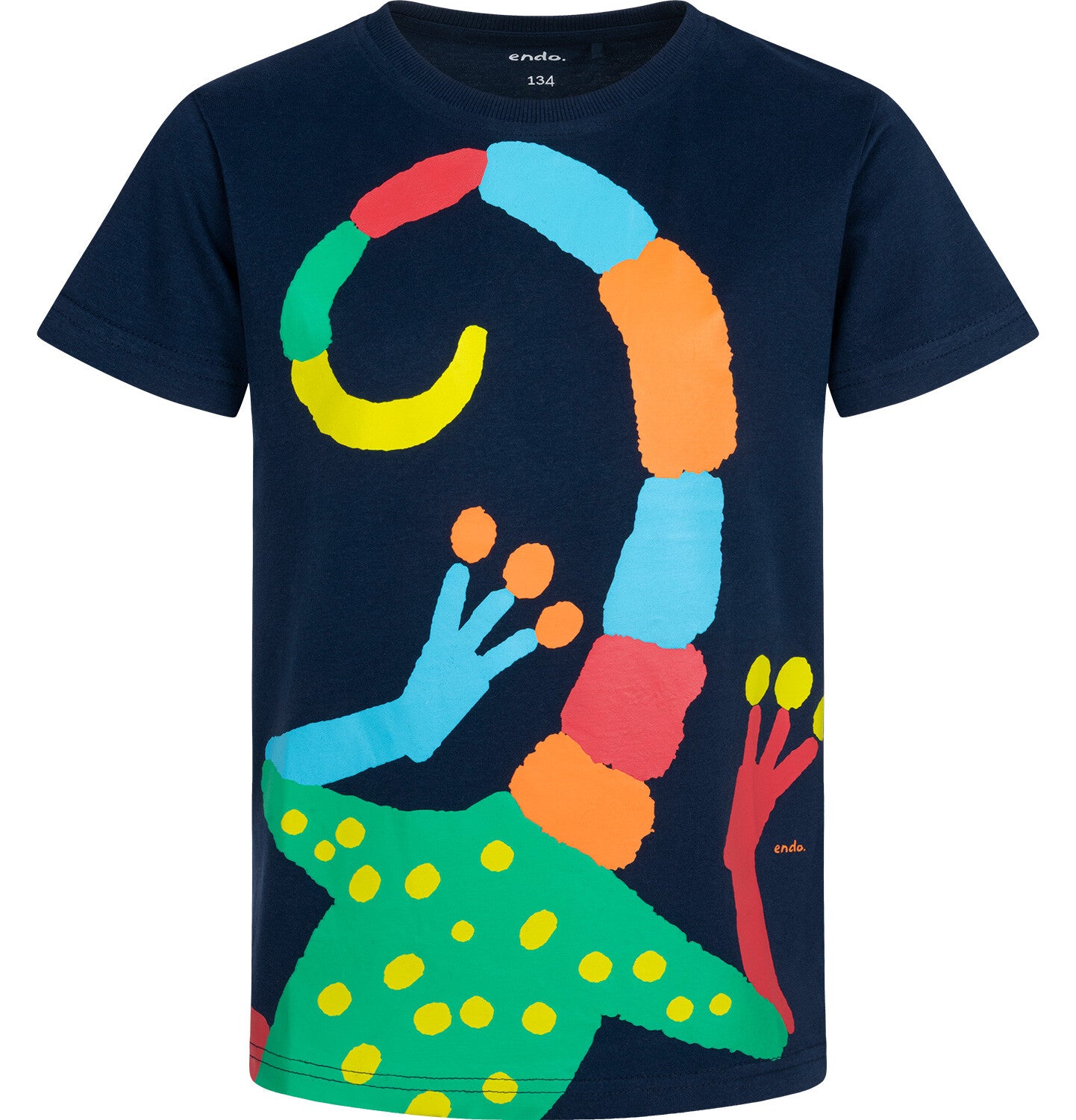 T-shirt z krótkim rękawem dla chłopca, z gekonem, granatowy 9-13 lat