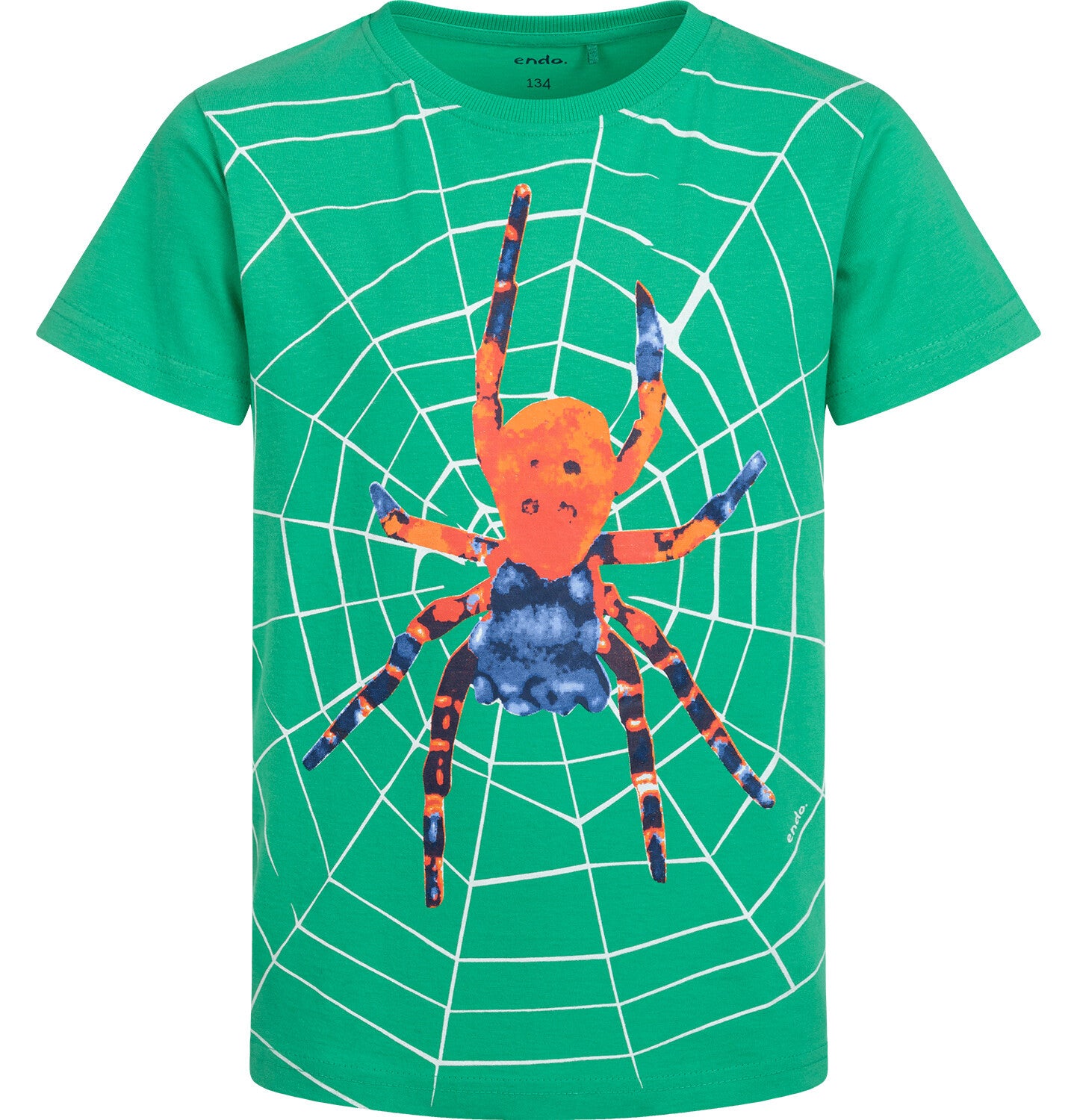 Boy's short-sleeved spider t-shirt, green, 9-13 years old