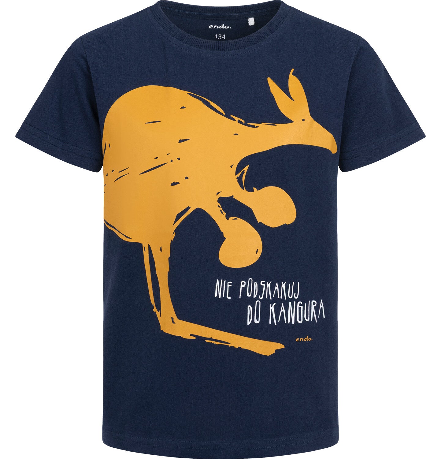 Boy's short-sleeved T-shirt with kangaroo, navy blue, 9-13 years old