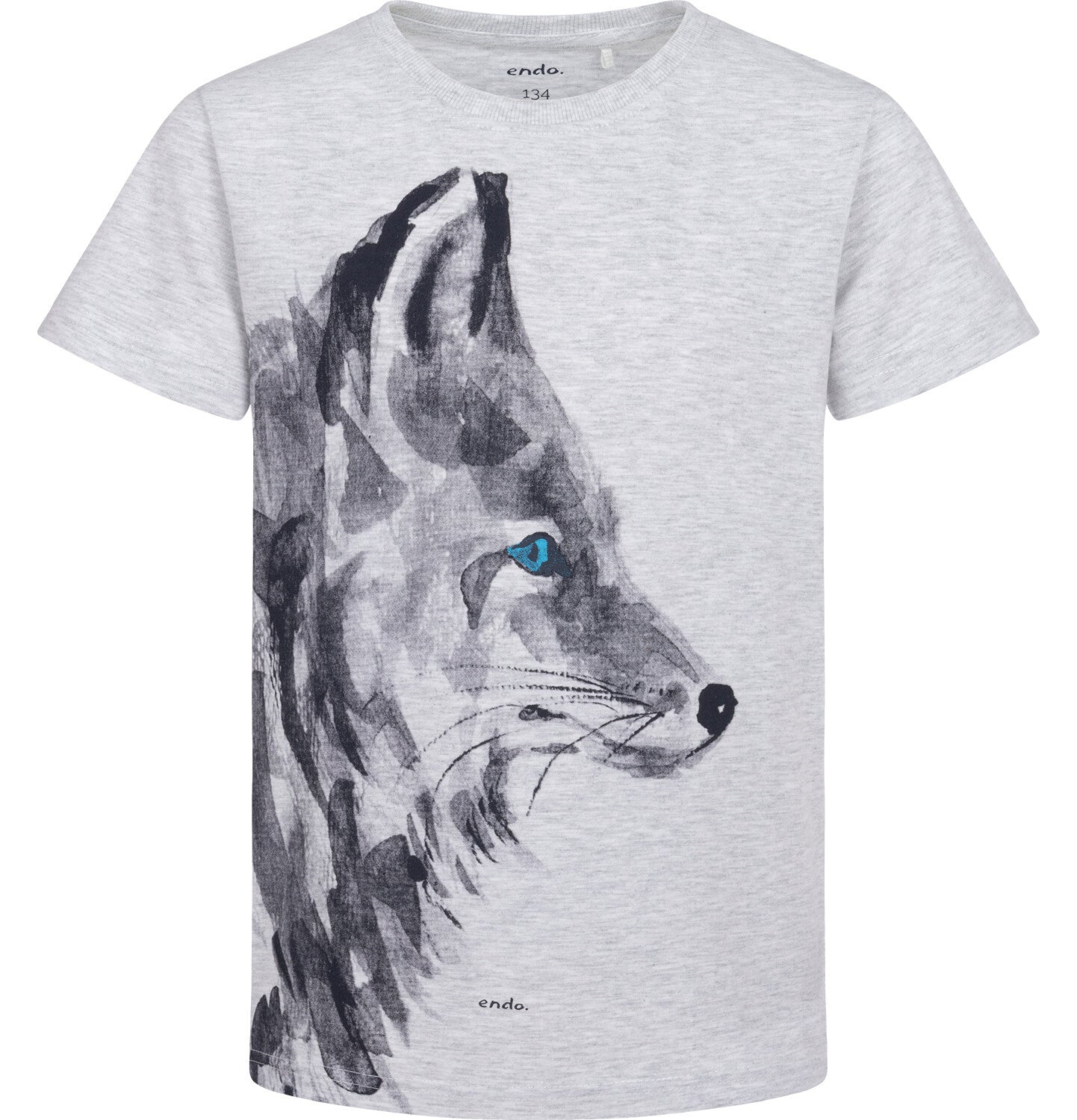 Boy's short-sleeved wolf T-shirt, gray, 9-13 years old