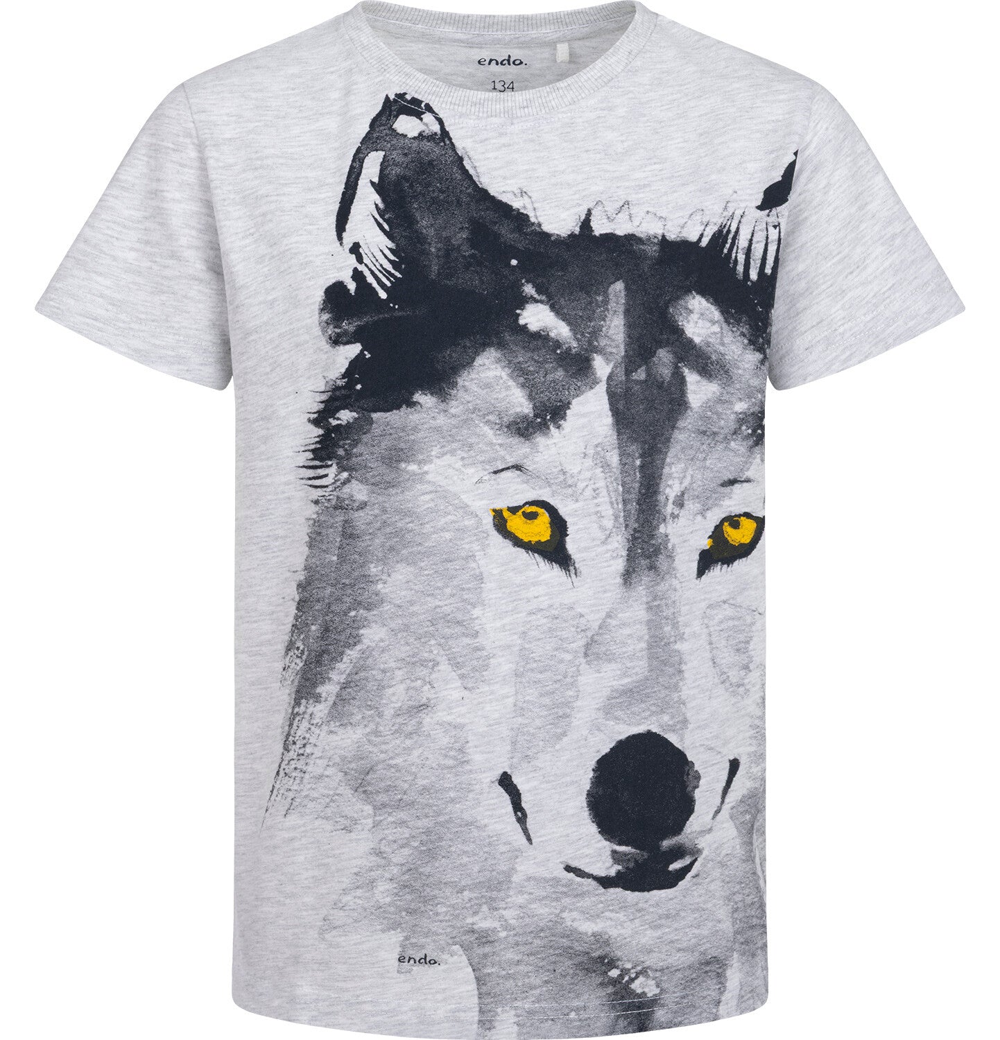 Boy's short-sleeved wolf T-shirt, gray, 9-13 years old