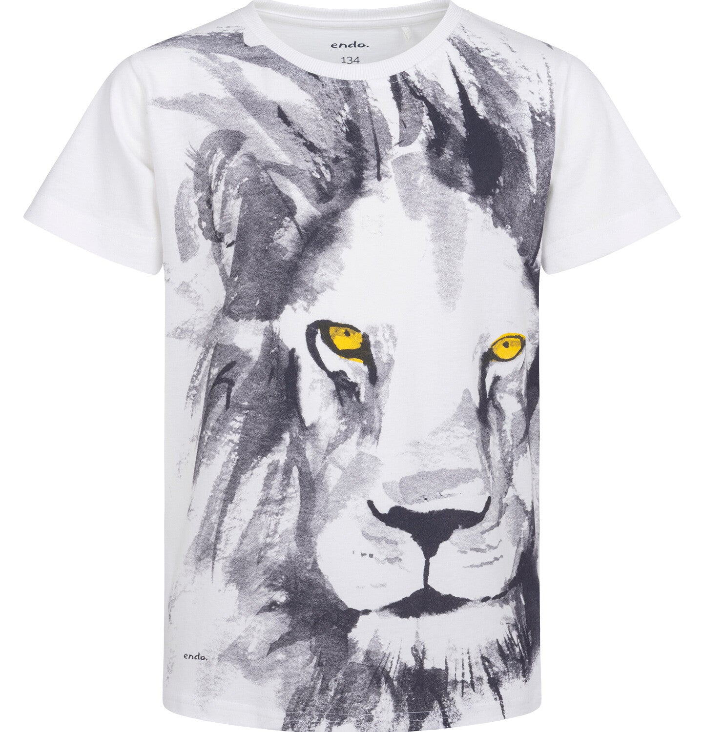 T-shirt z krótkim rękawem dla chłopca, z lwem, biały 9-13 lat
