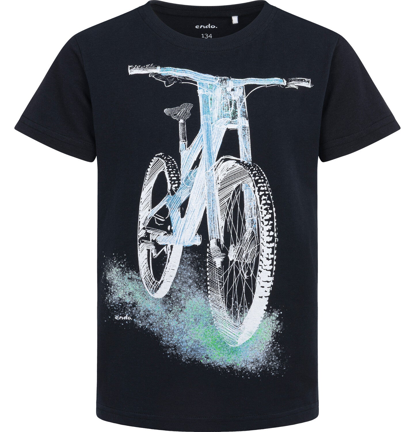 T-shirt z krótkim rękawem dla chłopca, z motywem rowerowym, czarny 9-13 lat