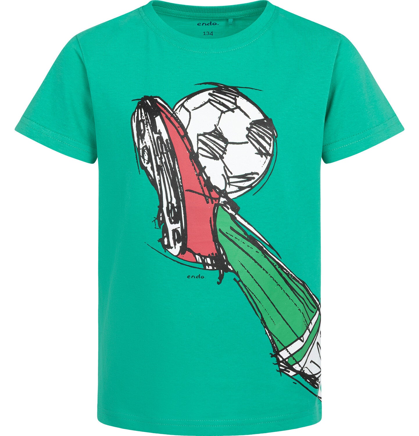 Boy's short-sleeved football-themed T-shirt, green, 9-13 years old