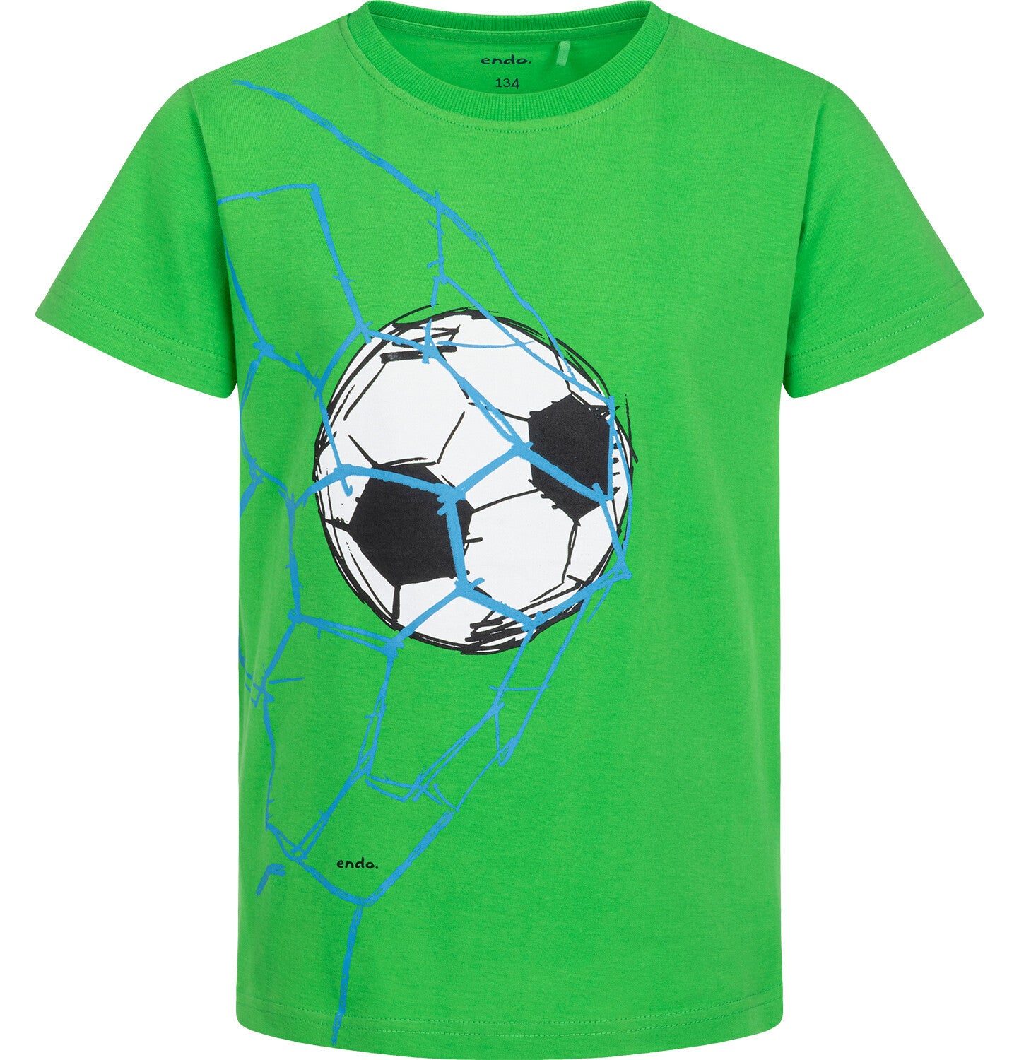 Boy's short-sleeved football-themed T-shirt, green, 9-13 years old