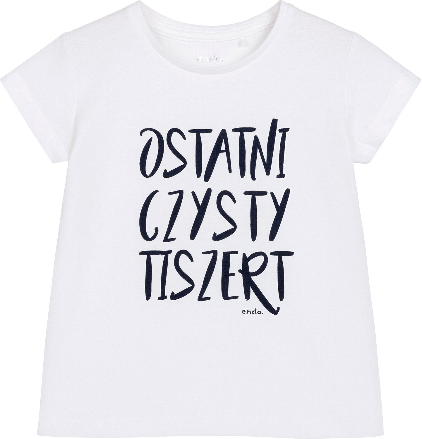 T-shirt z krótkim rękawem dla dziewczynki, z napisem ostatni czysty tiszert, biały 3-8 lat