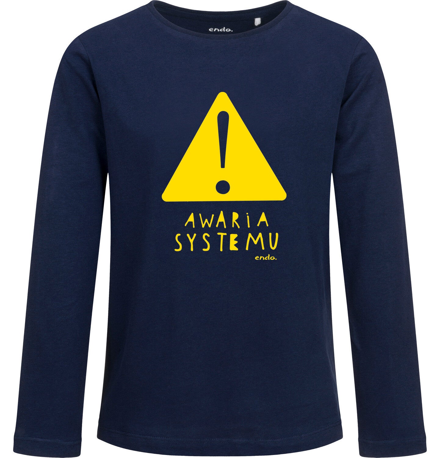 Long-sleeved blouse for girls with the inscription "system failure", 2-8 years old, navy blue