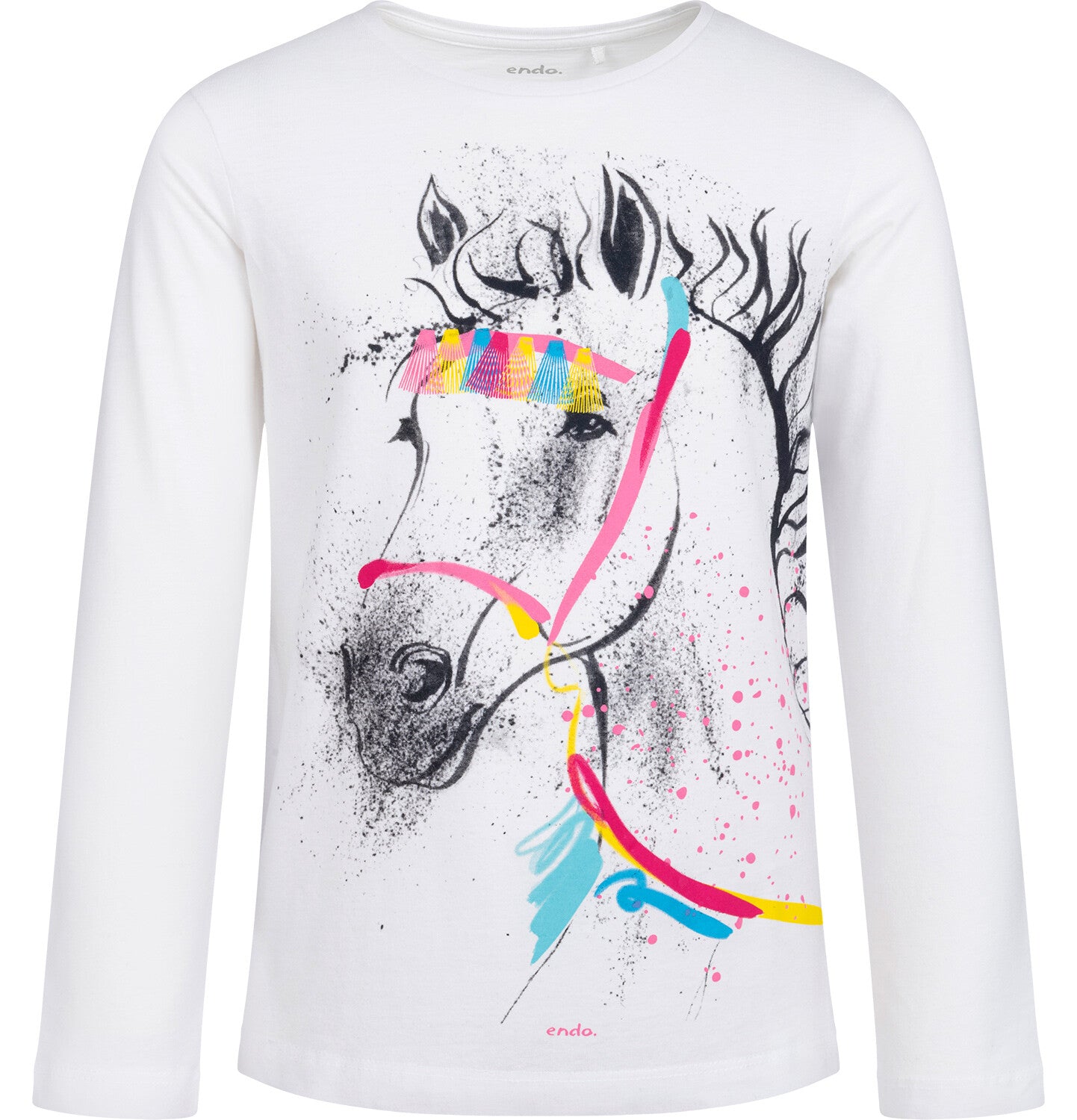 T-shirt z długim rękawem dla dziewczynki, z jednorożcem, biały 9-13 lat
