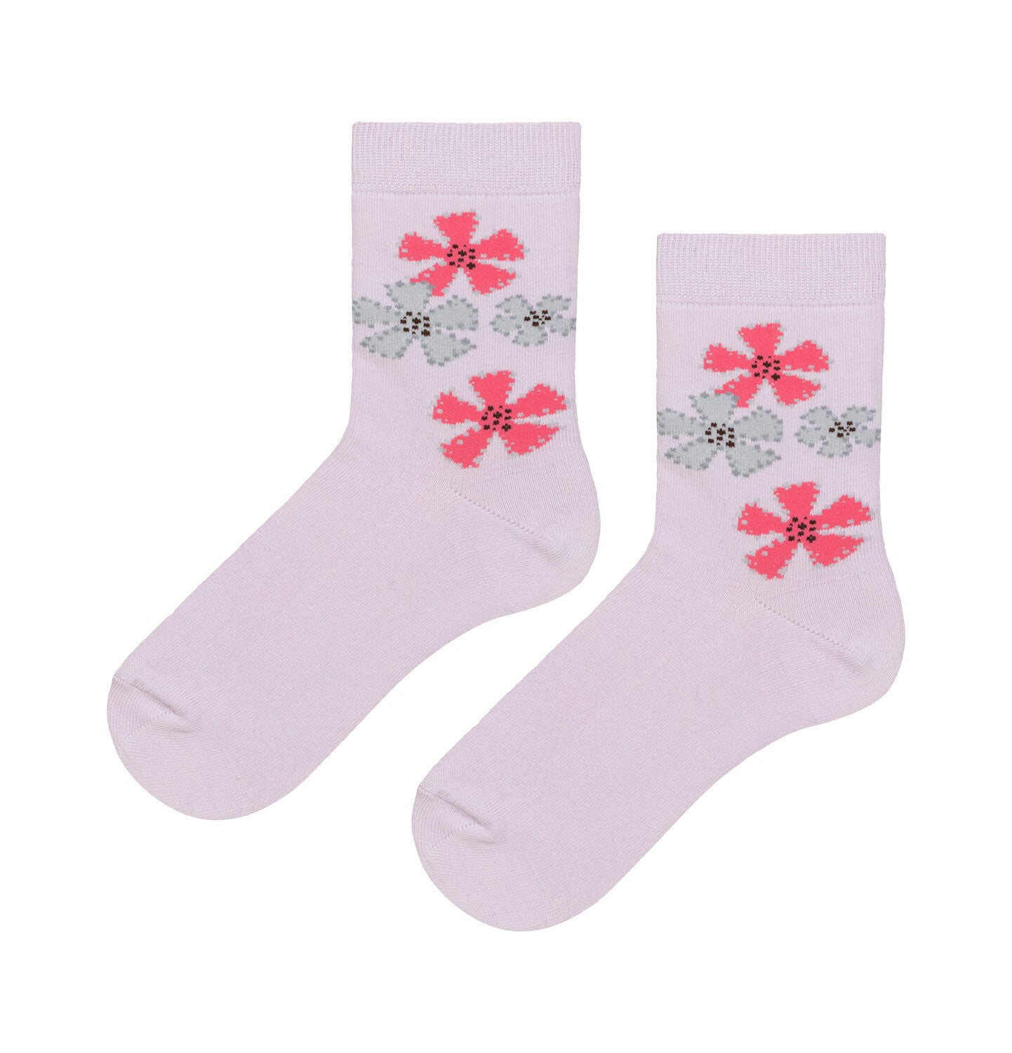 Colorful children's socks with flowers, purple