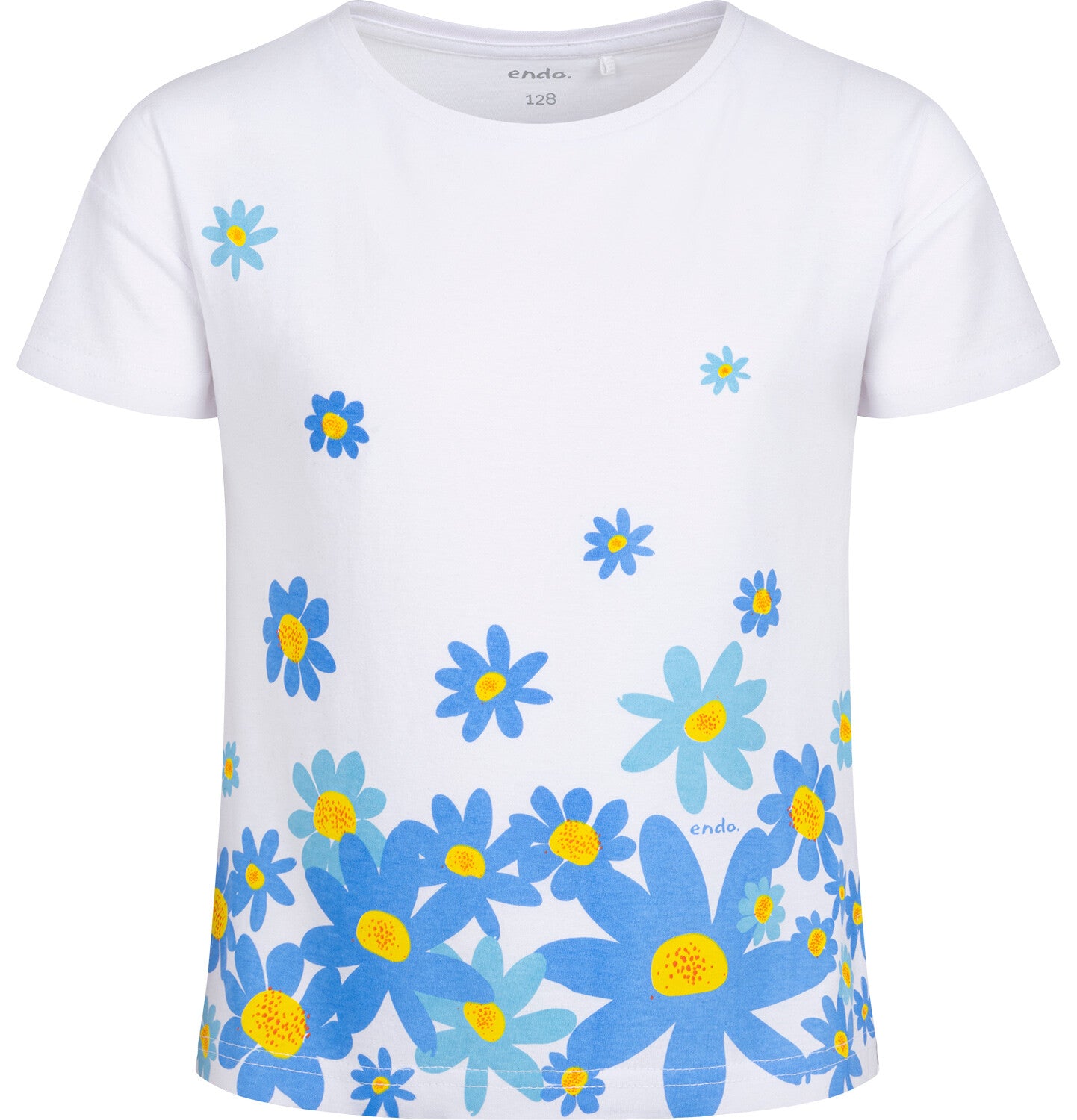 T-shirt z krótkim rękawem dla dziewczynki, z motywem kwiatowym, biała 3-8 lat