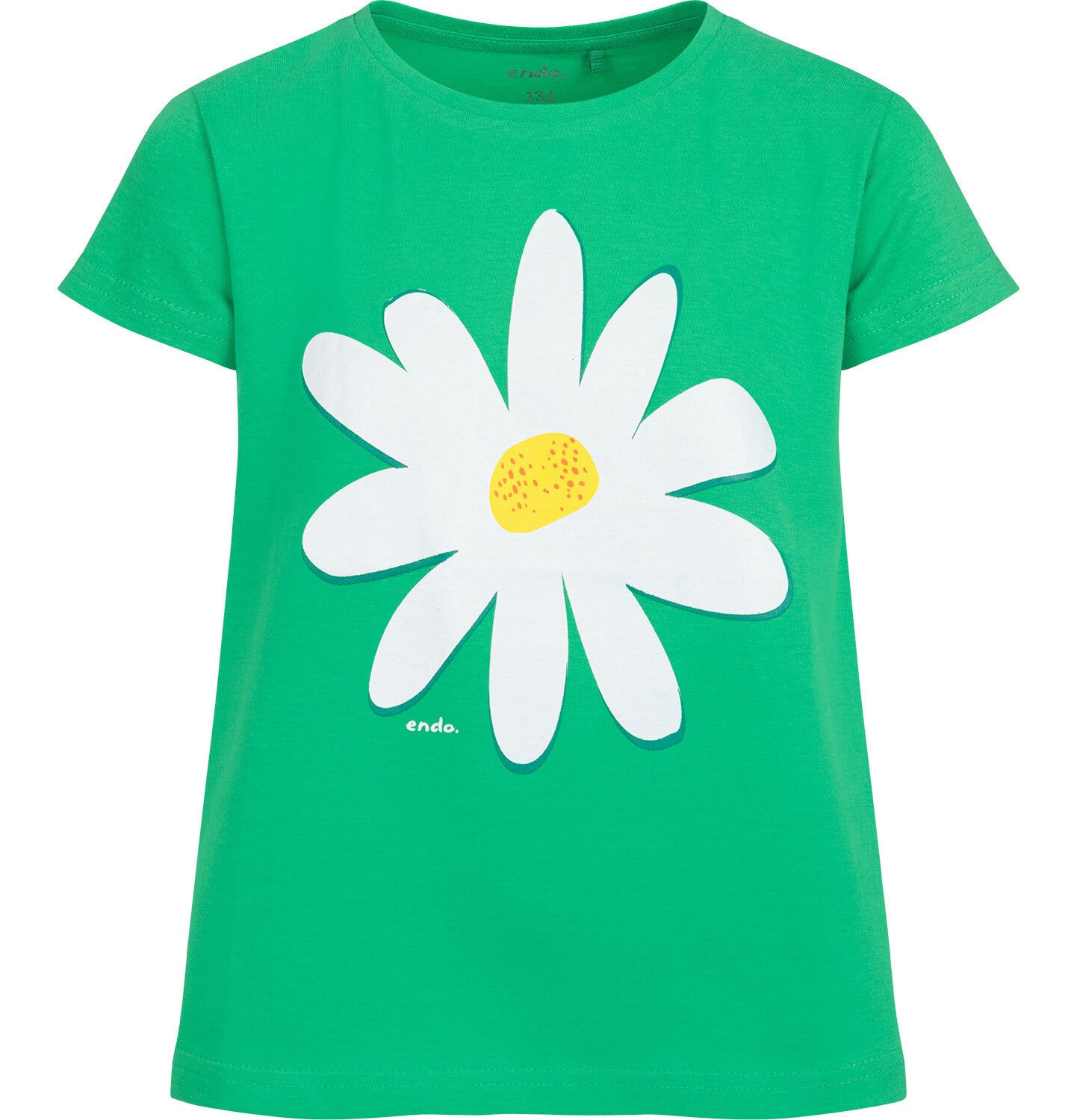 T-shirt z krótkim rękawem dla dziewczynki, ze stokrotką, zielona 9-13 lat