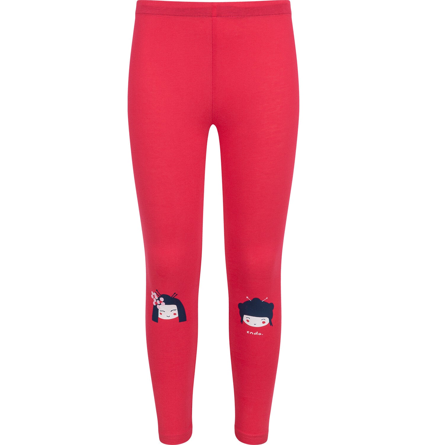 Girls' leggings with a geisha motif, pink, 3-8 years old