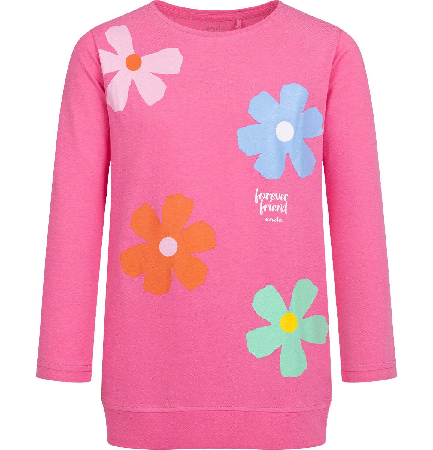 Tunic for girls, with a floral motif, pink, 3-8 years old