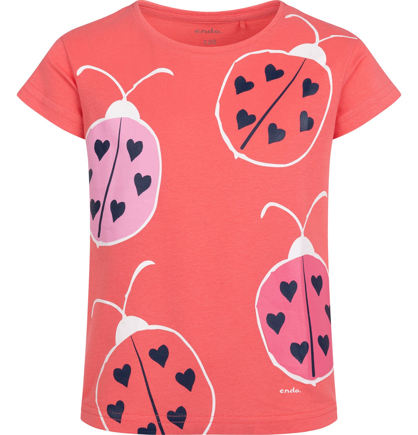 Short-sleeved T-shirt for girls, with ladybugs, 3-8 years old