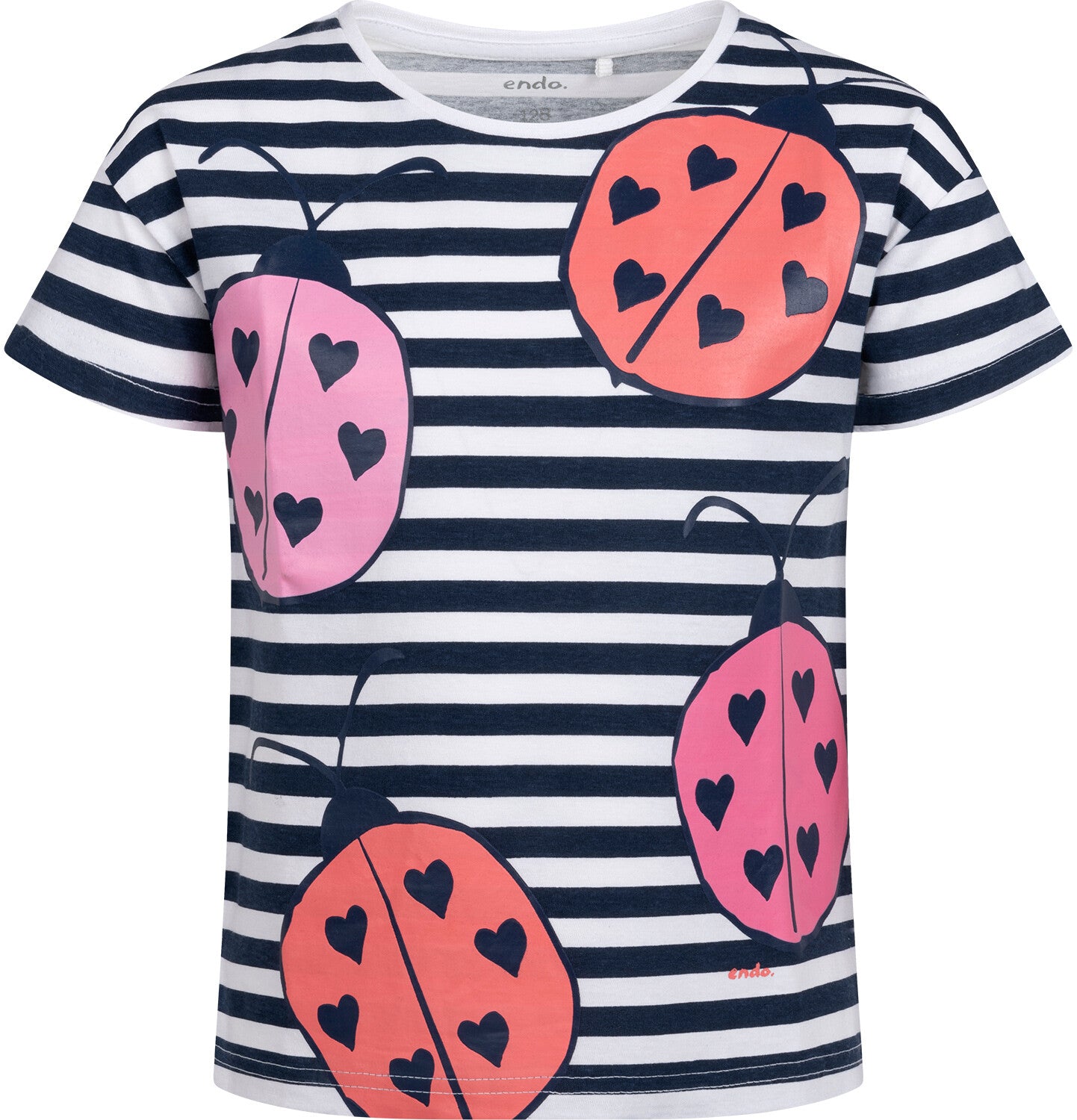 T-shirt z krótkim rękawem dla dziewczynki, z biedronkami, w paski 3-8 lat
