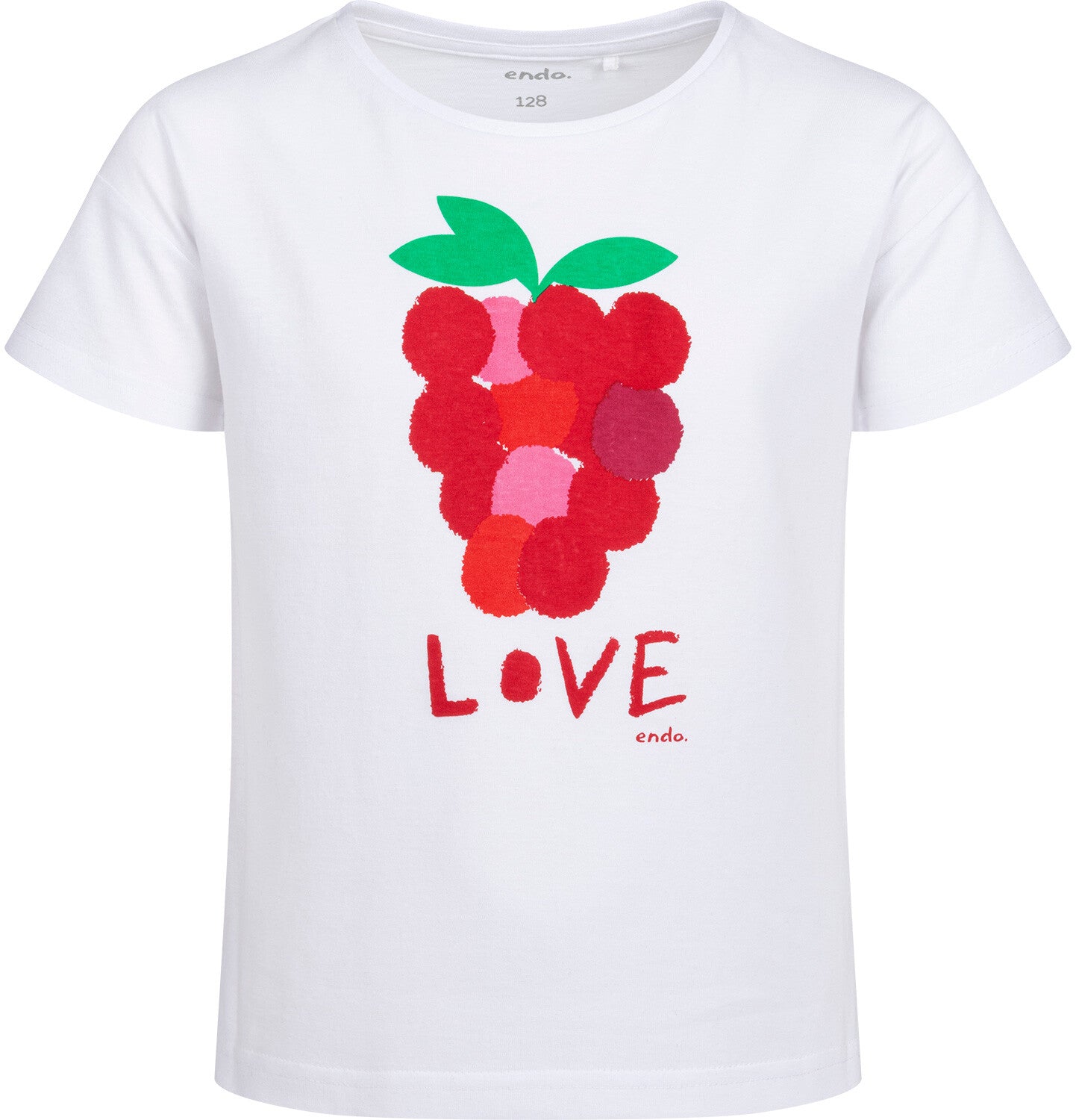 Short-sleeved T-shirt for girls, raspberry, white, 3-8 years old