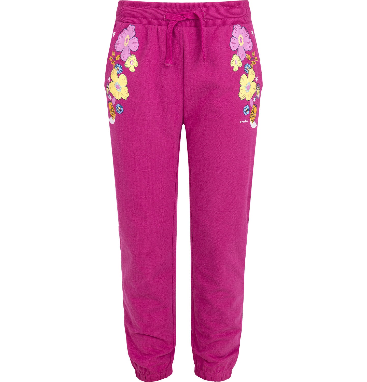 Girls' sweatpants with a floral pattern, pink, 3-8 years old