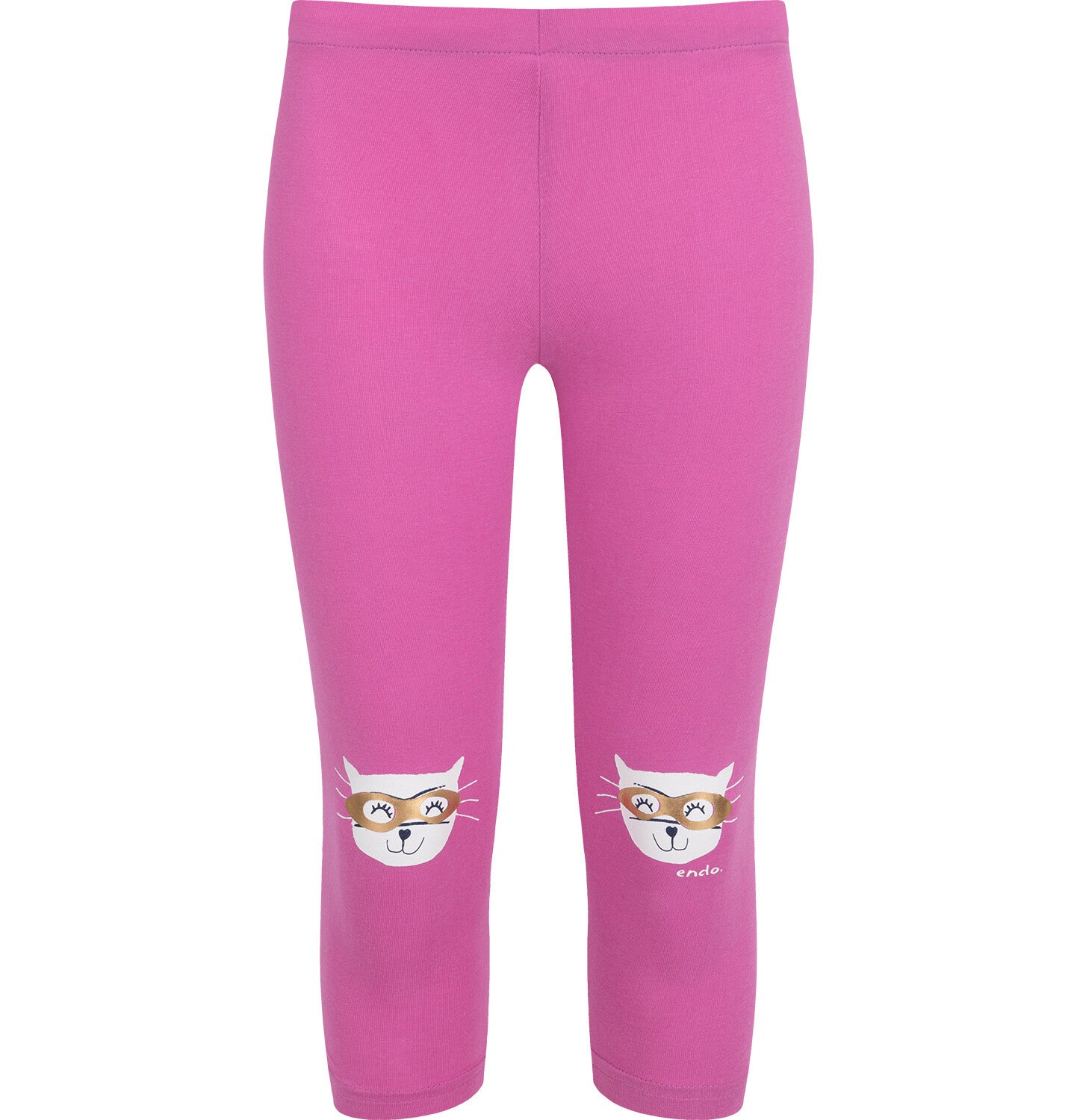 Legginsy 3/4 dla dziewczynki, z kotami, różowe 3-8 lat