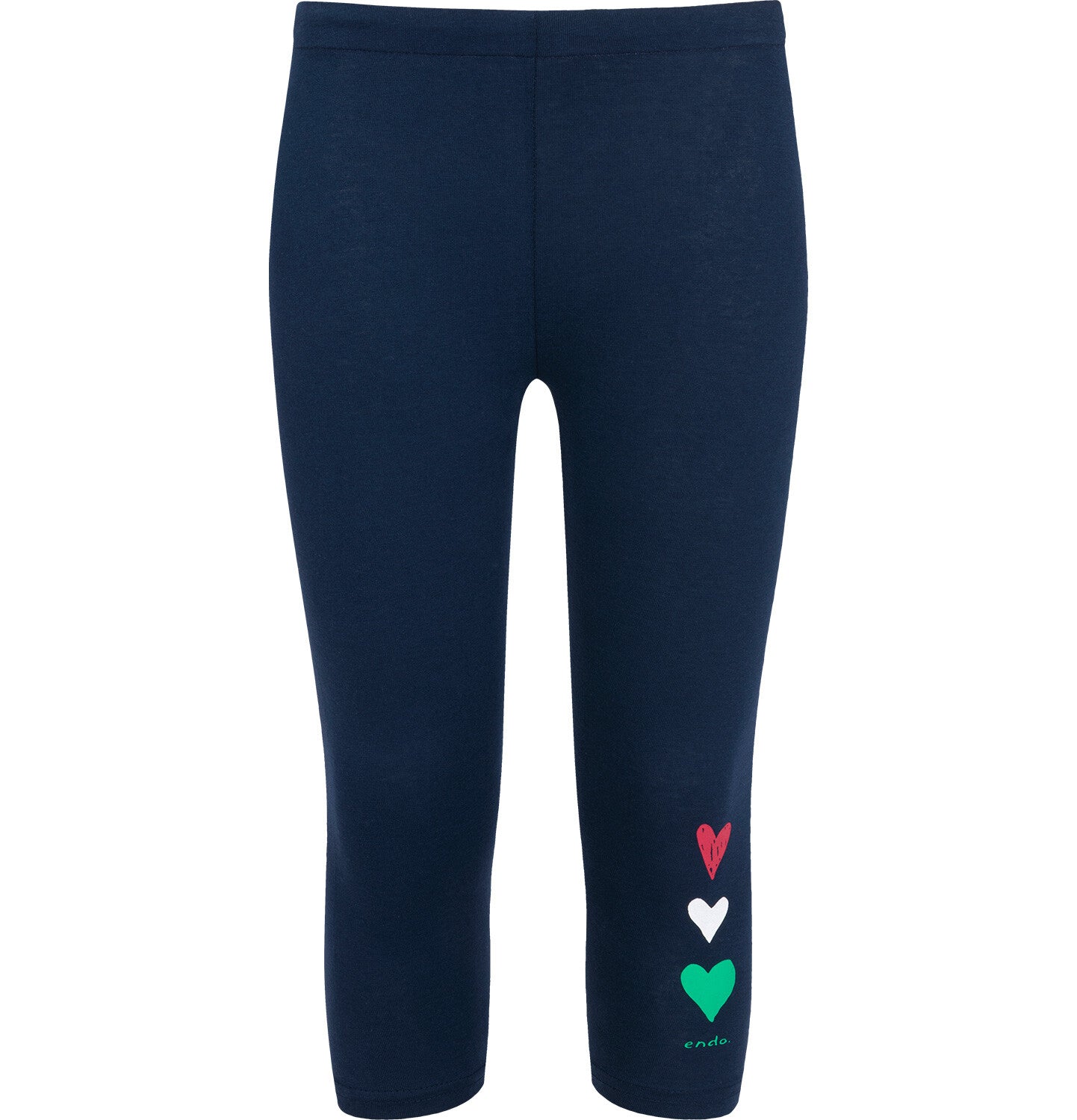 3/4 leggings for girls, with hearts, navy blue, 9-13 years old