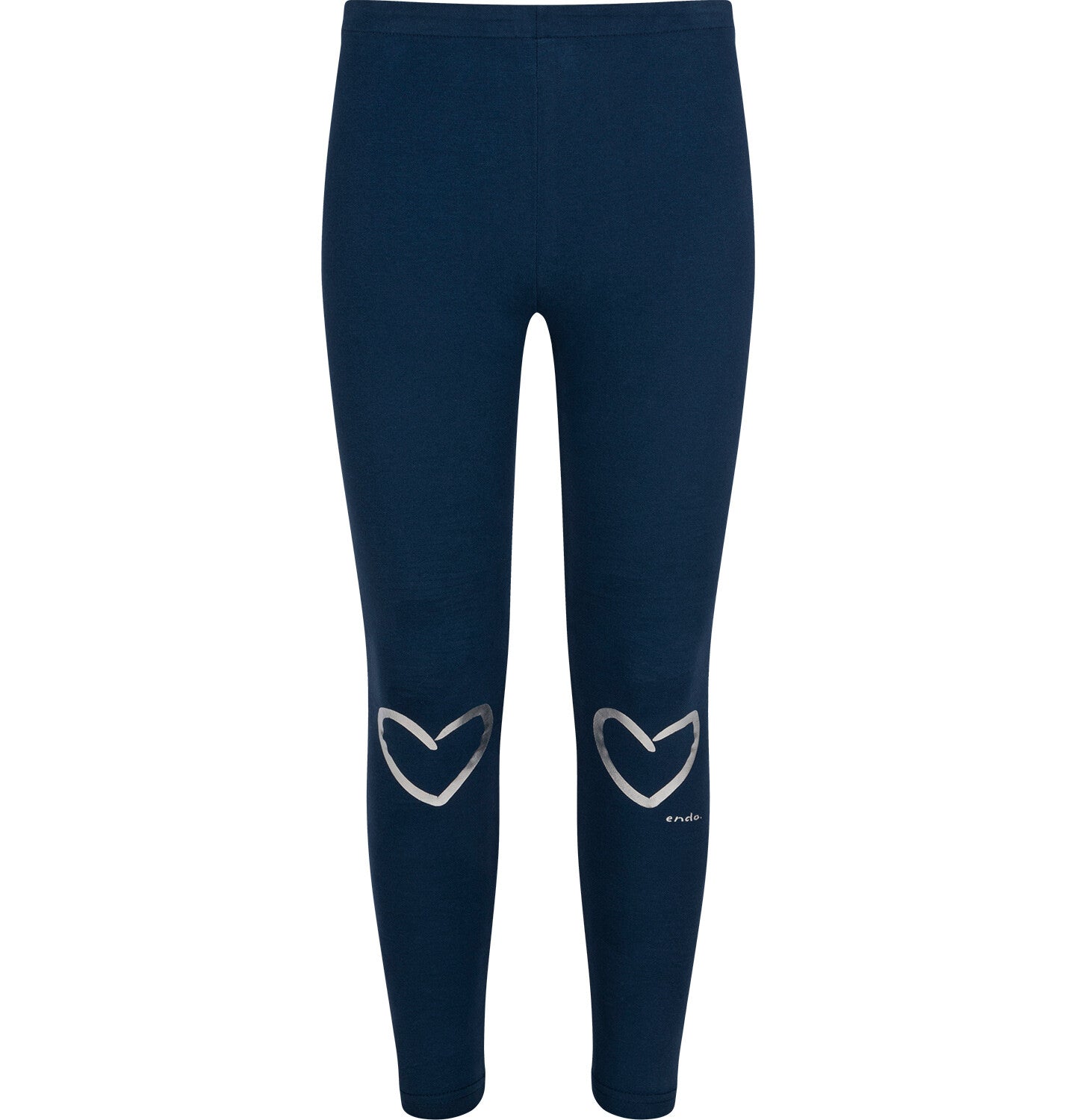 Girls' leggings with hearts, navy blue, 9-13 years old