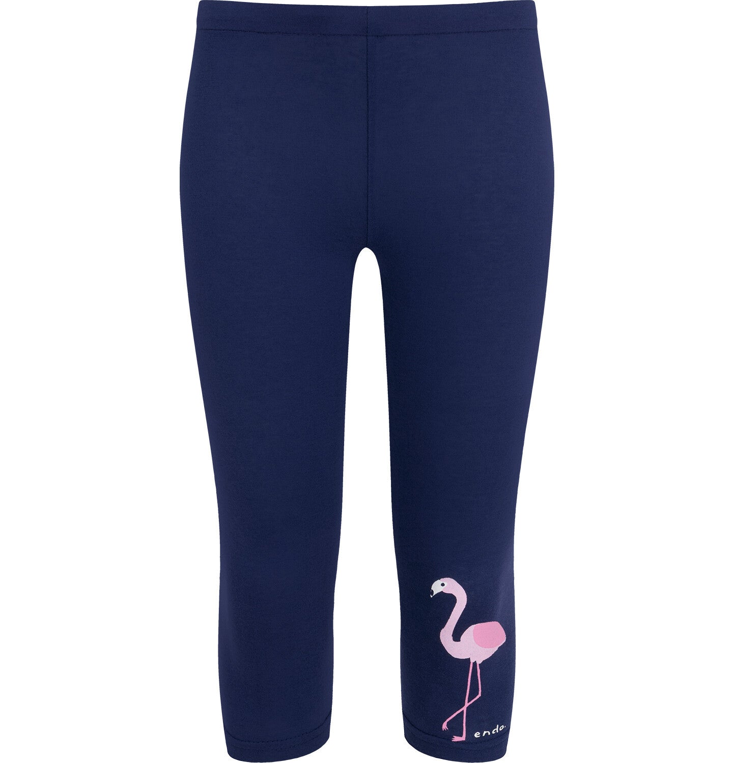 Legginsy 3/4 dla dziewczynki, z flamingiem, granatowe 9-13 lat