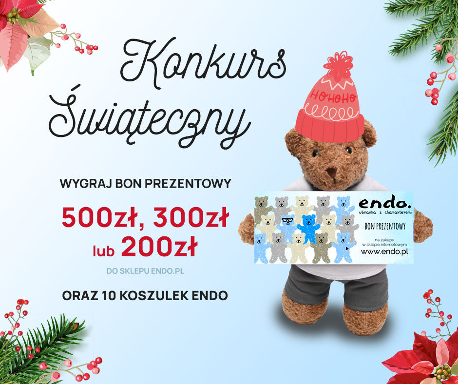 Grafika z misiem endo informująca o rozdaniu na instagramie.