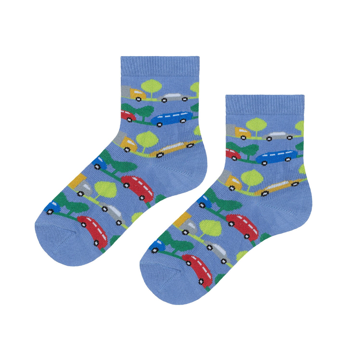 Children's socks, car print, blue